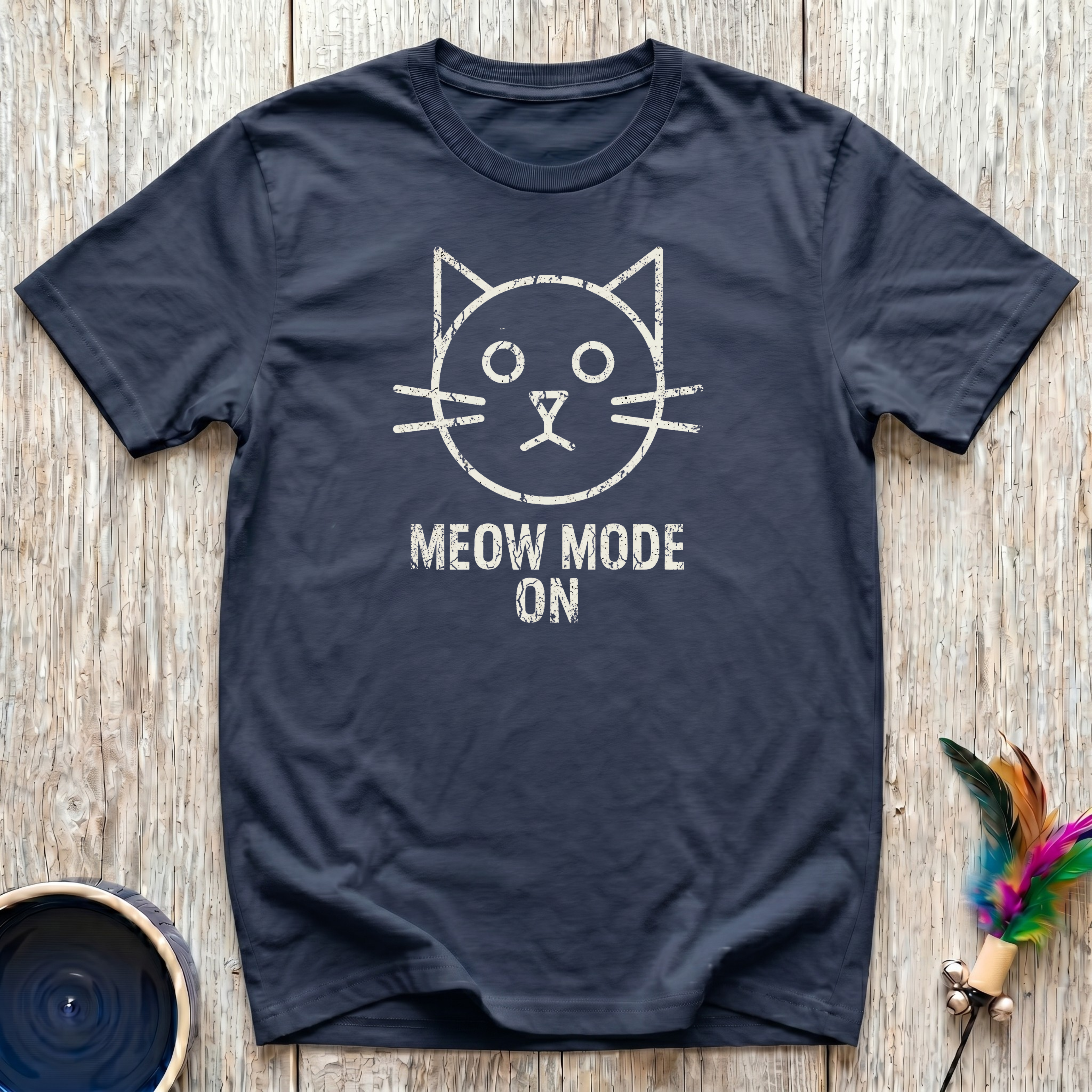 Meow Mode On T-Shirt | Funny Cat Lover Tee | Cat Mom Dad Minimalist Gift