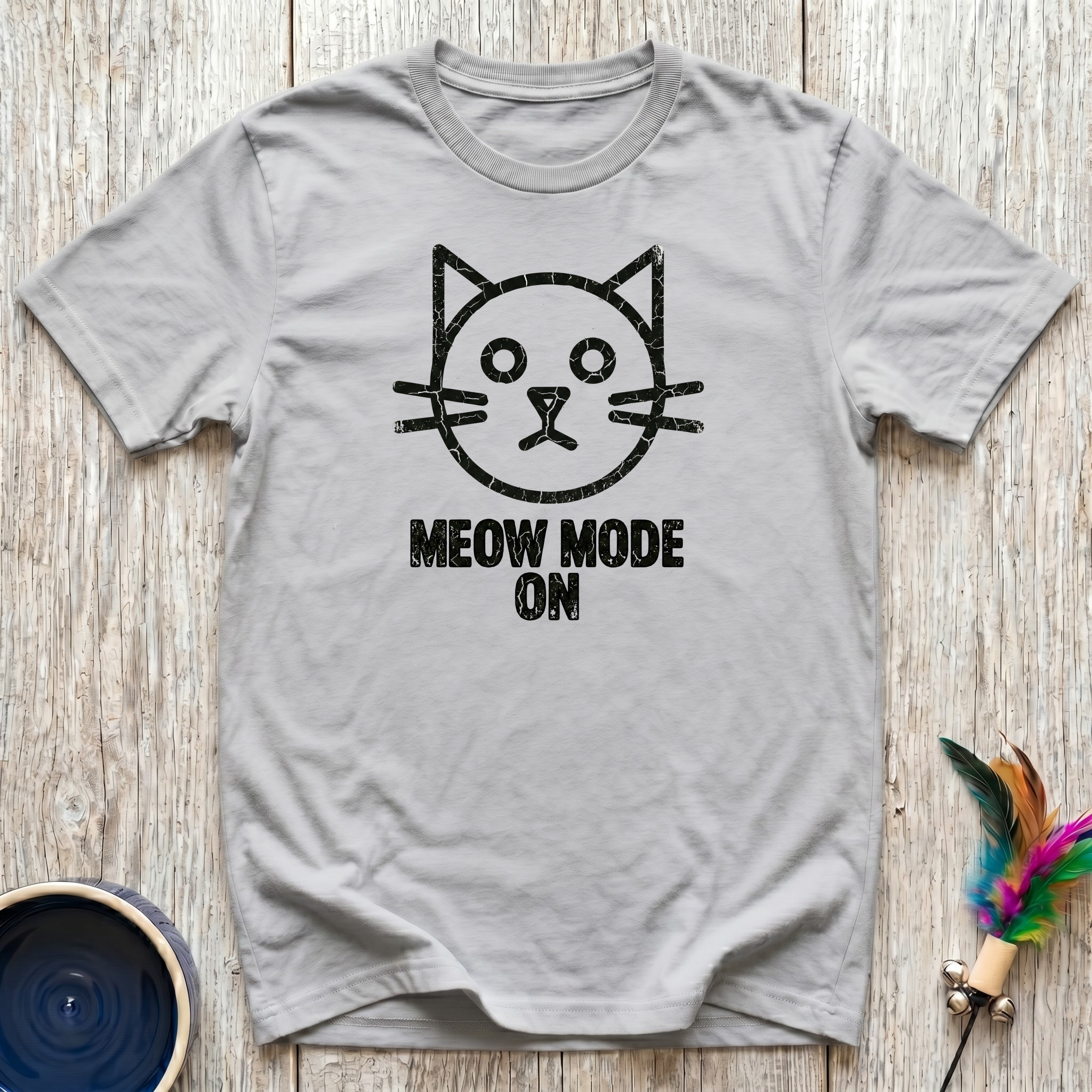 Meow Mode On T-Shirt | Funny Cat Lover Tee | Cat Mom Dad Minimalist Gift