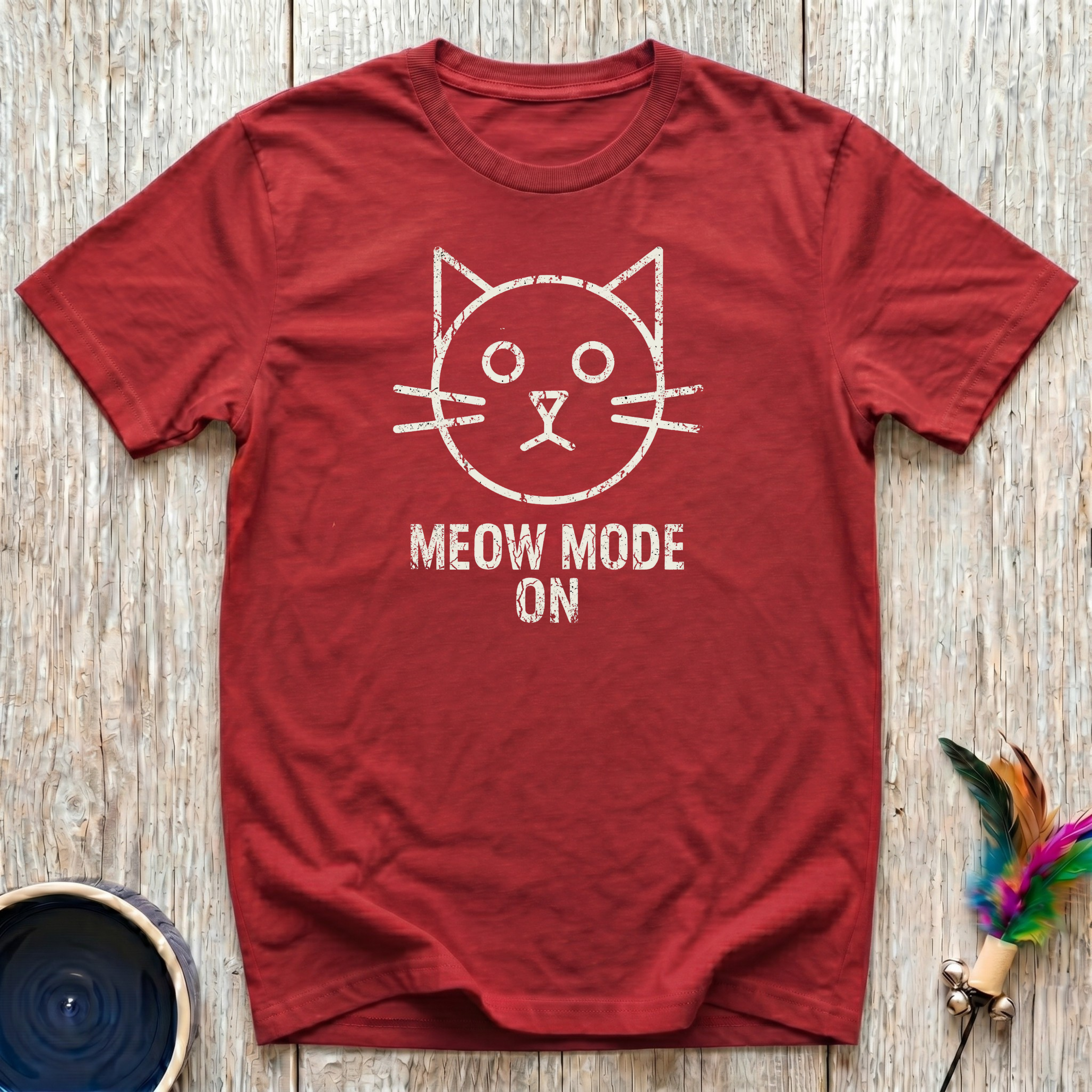 Meow Mode On T-Shirt | Funny Cat Lover Tee | Cat Mom Dad Minimalist Gift