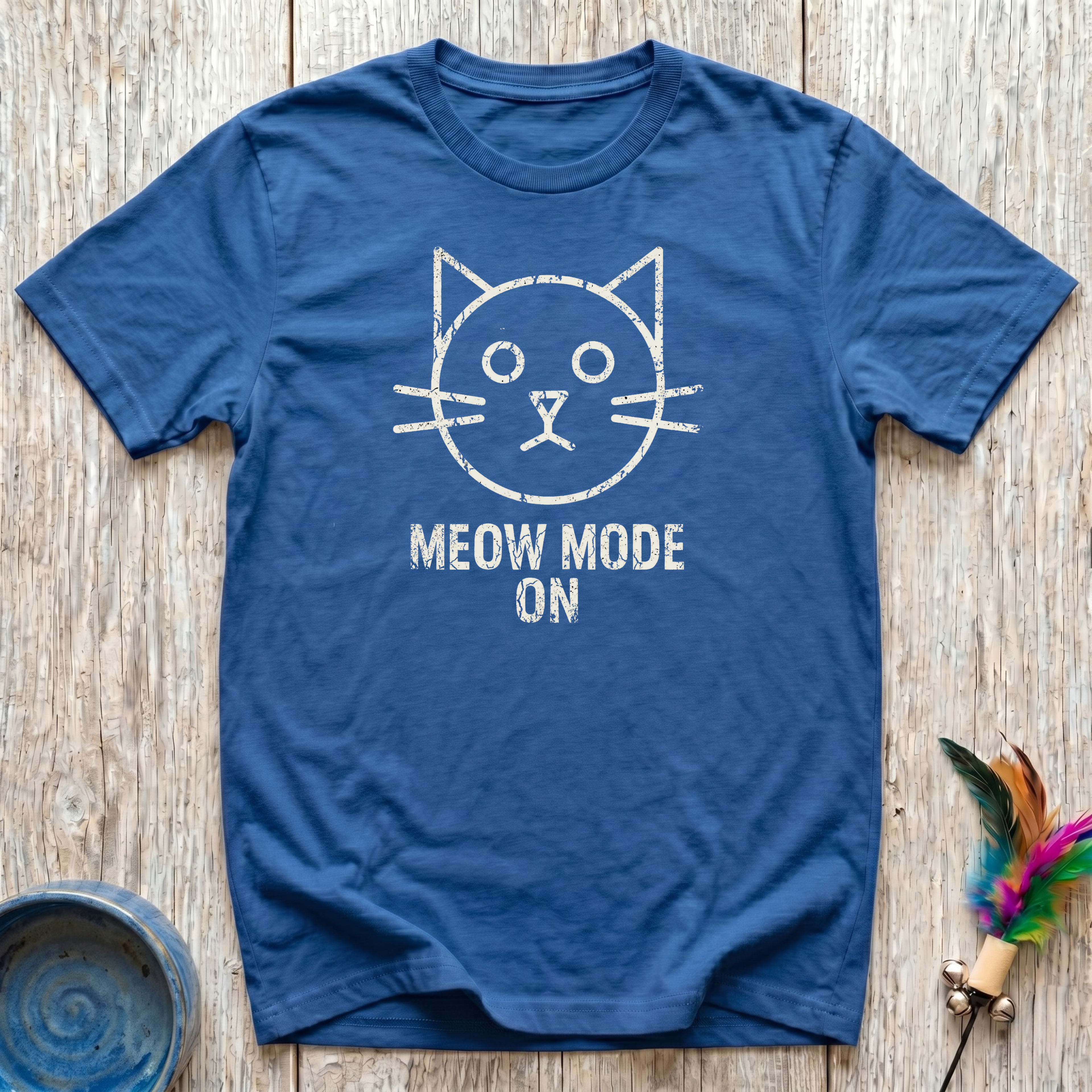 Meow Mode On T-Shirt | Funny Cat Lover Tee | Cat Mom Dad Minimalist Gift