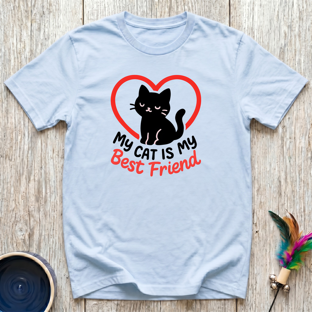 My Cat is My Best Friend T-Shirt | Funny Black Cat Lover Tee | Cat Mom Gift