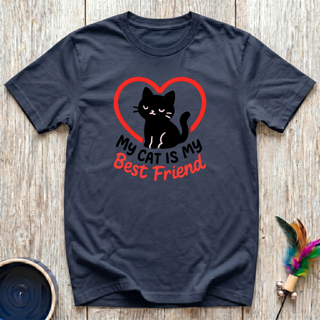 My Cat is My Best Friend T-Shirt | Funny Black Cat Lover Tee | Cat Mom Gift