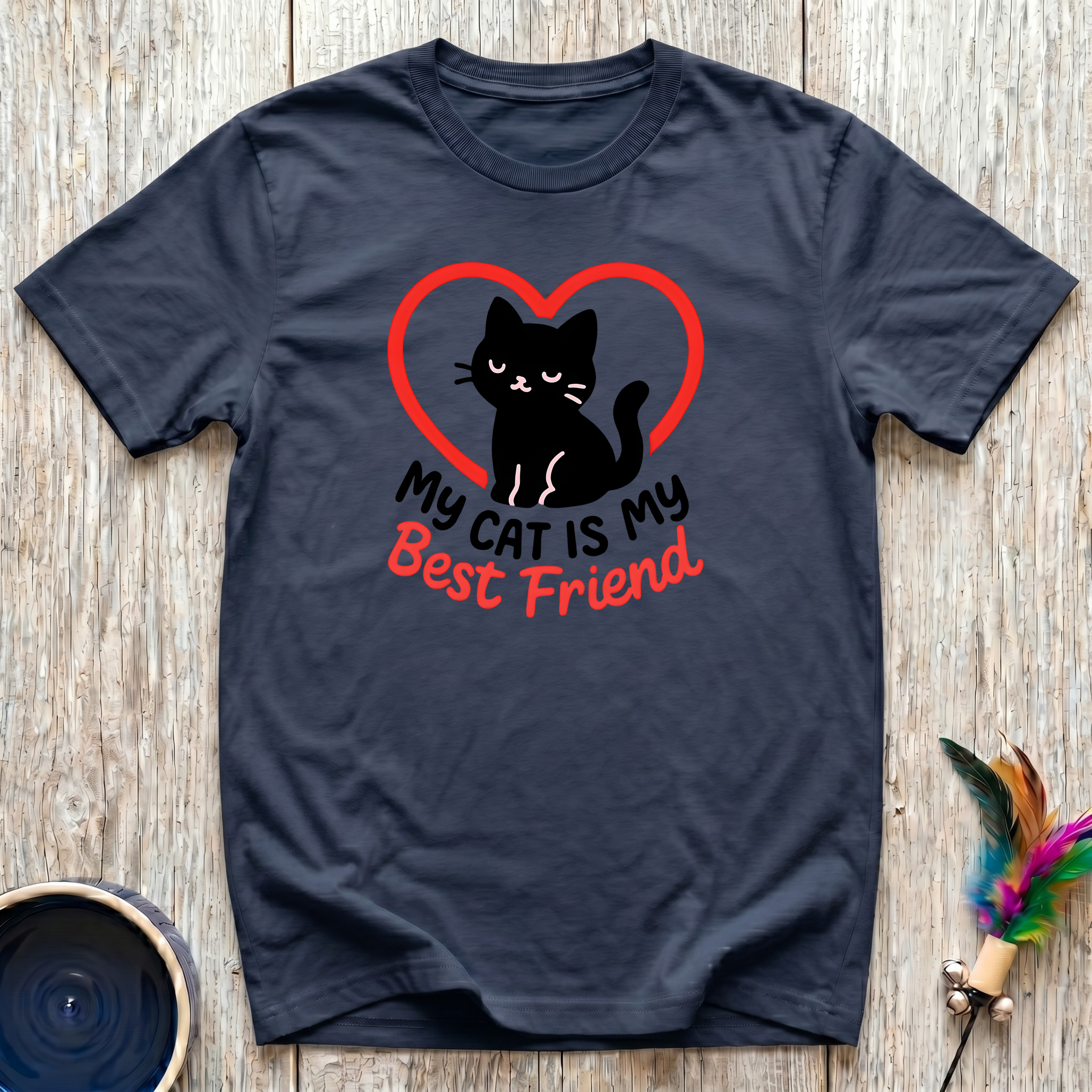 My Cat is My Best Friend T-Shirt | Funny Black Cat Lover Tee | Cat Mom Gift