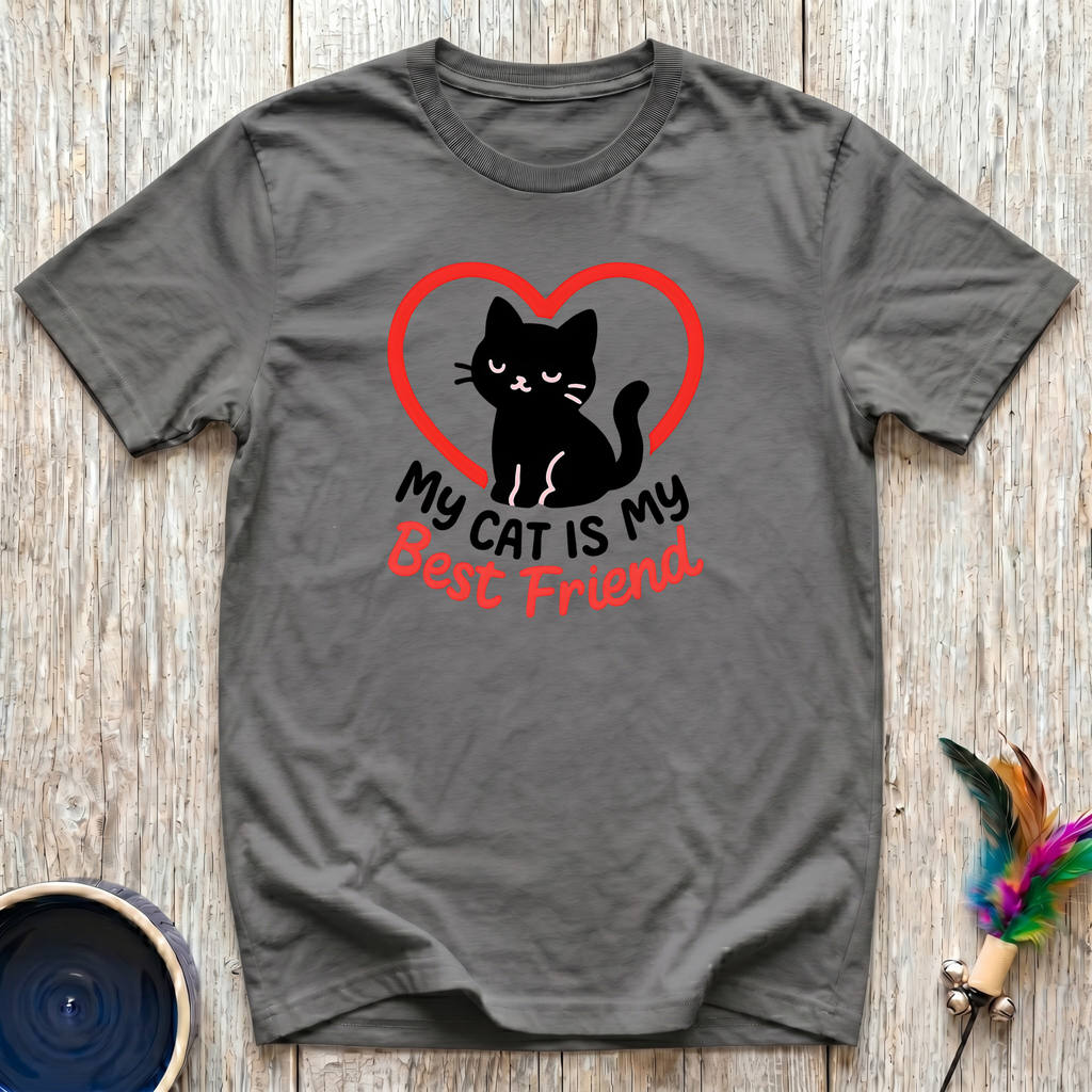 My Cat is My Best Friend T-Shirt | Funny Black Cat Lover Tee | Cat Mom Gift