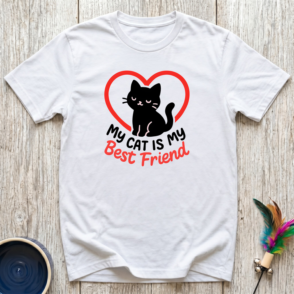 My Cat is My Best Friend T-Shirt | Funny Black Cat Lover Tee | Cat Mom Gift