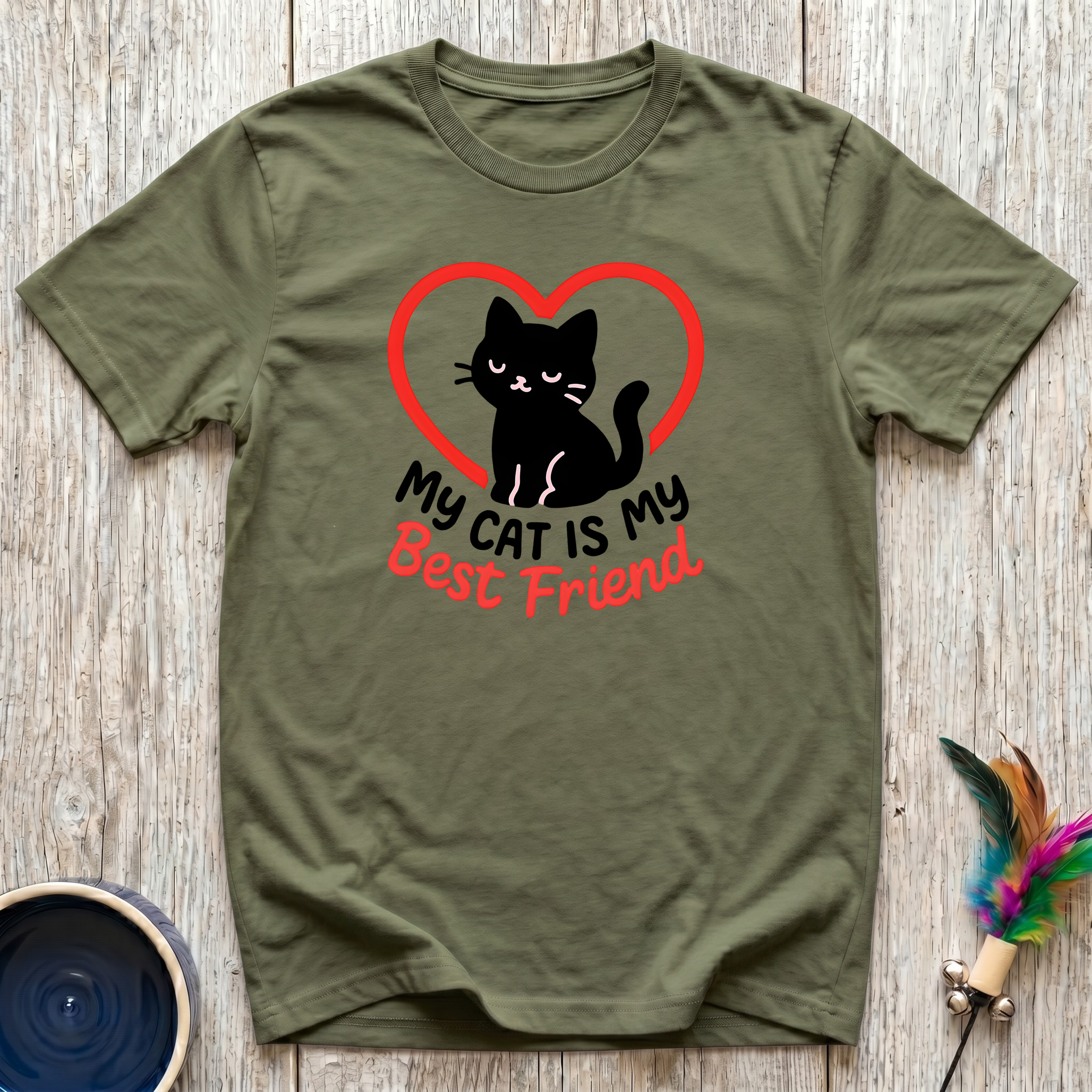 My Cat is My Best Friend T-Shirt | Funny Black Cat Lover Tee | Cat Mom Gift