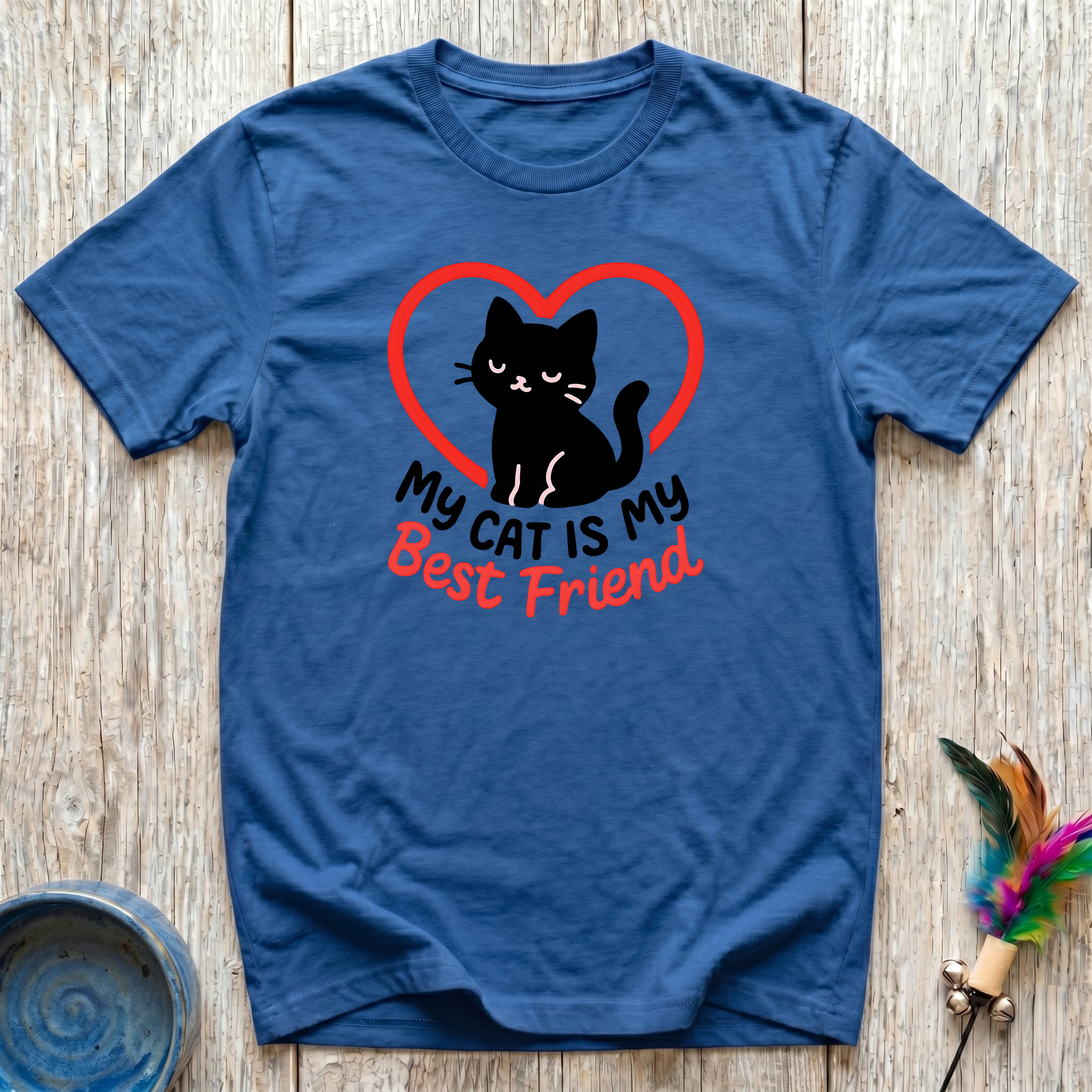 My Cat is My Best Friend T-Shirt | Funny Black Cat Lover Tee | Cat Mom Gift