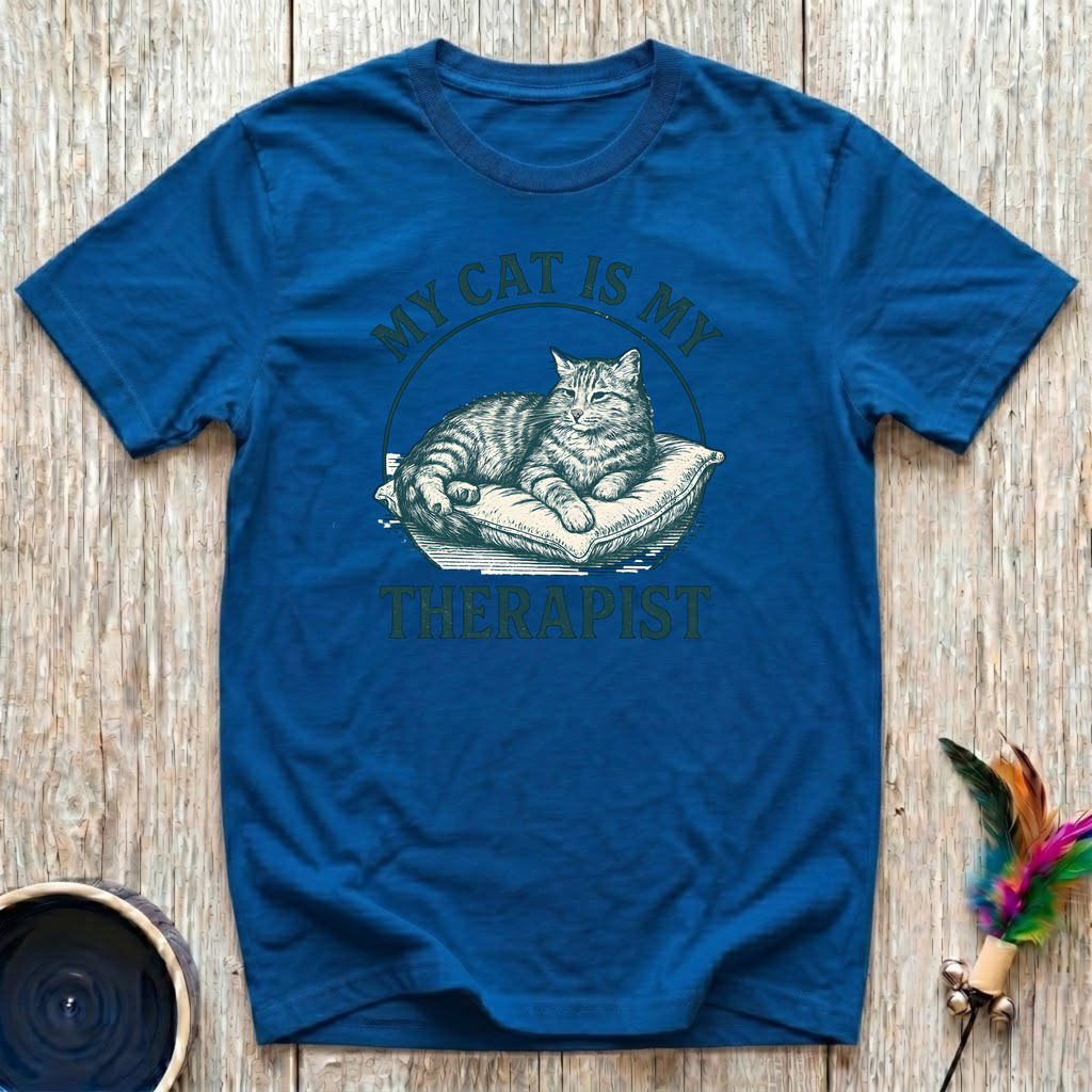 My Cat is My Therapist T-Shirt | Funny Cat Lover Tee | Cat Mom Mental Health Gift