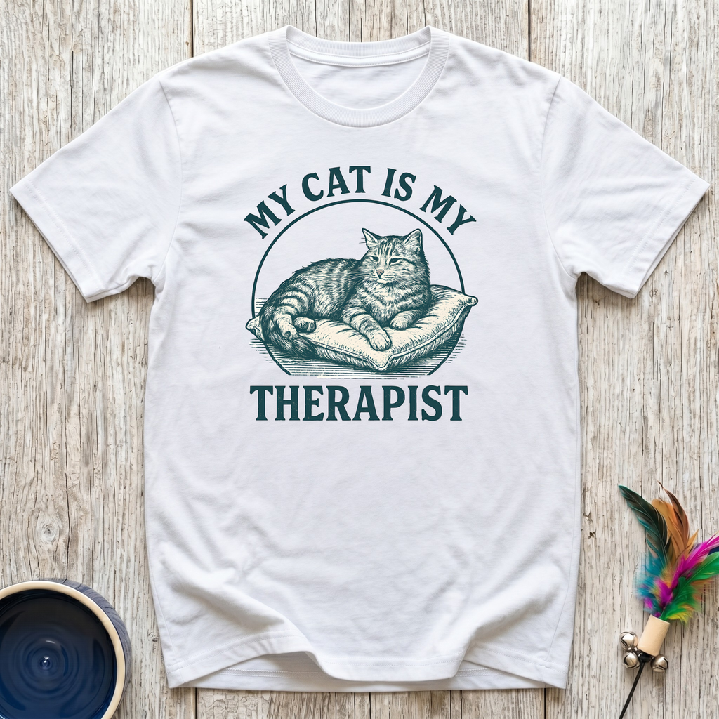 My Cat is My Therapist T-Shirt | Funny Cat Lover Tee | Cat Mom Mental Health Gift