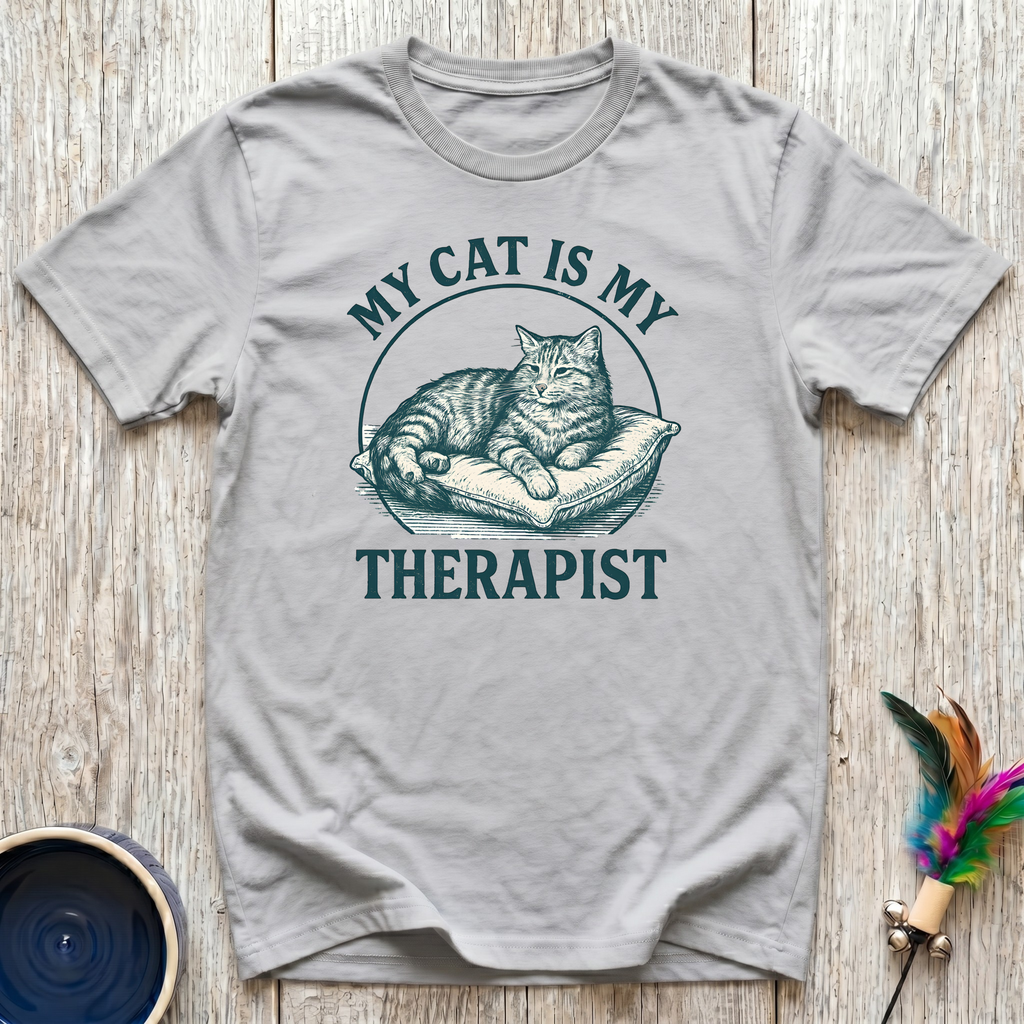My Cat is My Therapist T-Shirt | Funny Cat Lover Tee | Cat Mom Mental Health Gift