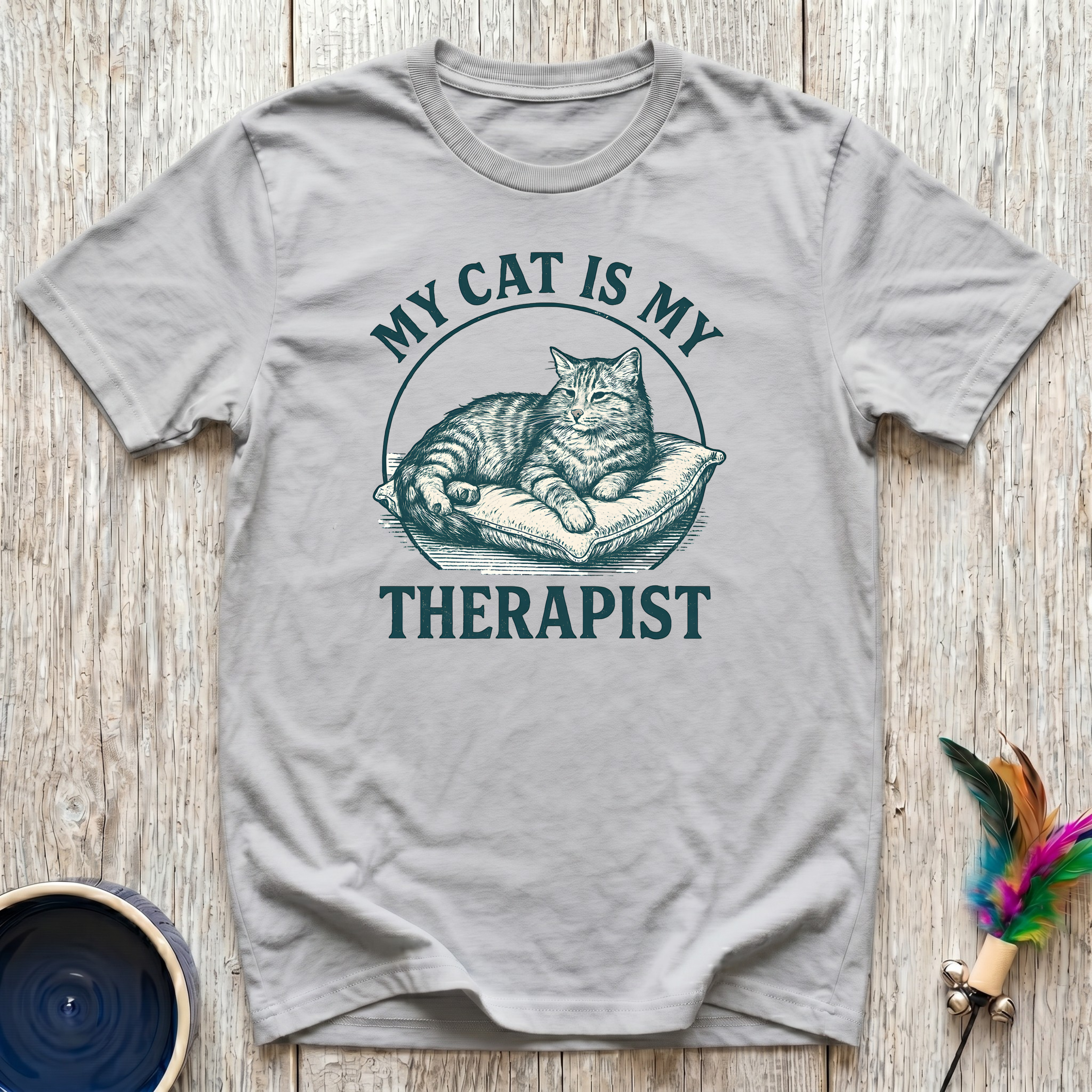 My Cat is My Therapist T-Shirt | Funny Cat Lover Tee | Cat Mom Mental Health Gift