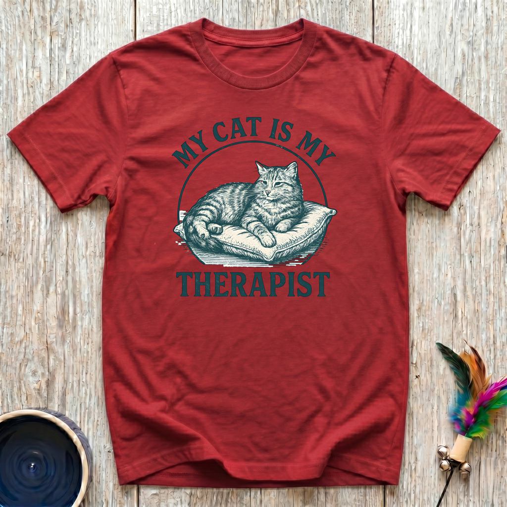 My Cat is My Therapist T-Shirt | Funny Cat Lover Tee | Cat Mom Mental Health Gift