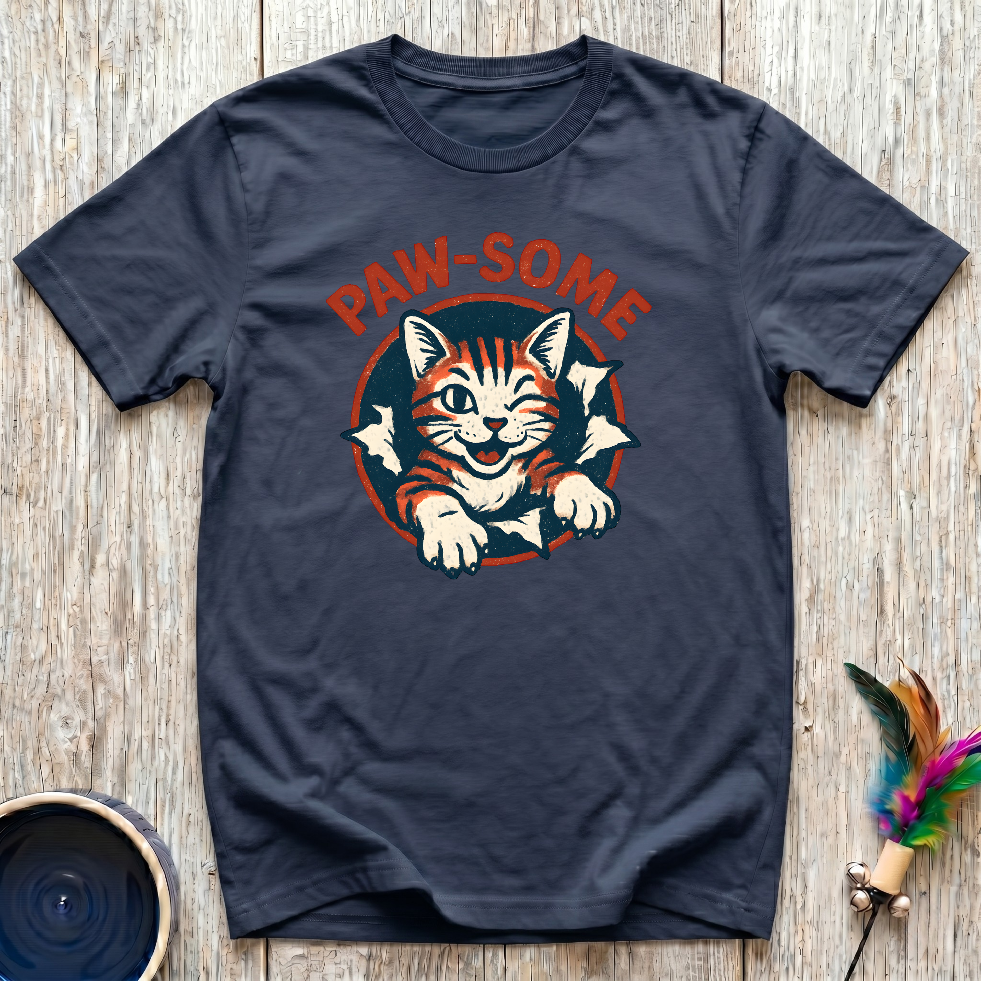 Paw-Some T-Shirt | Funny Bold Cat Lover Tee | Cat Mom Dad Retro Gift