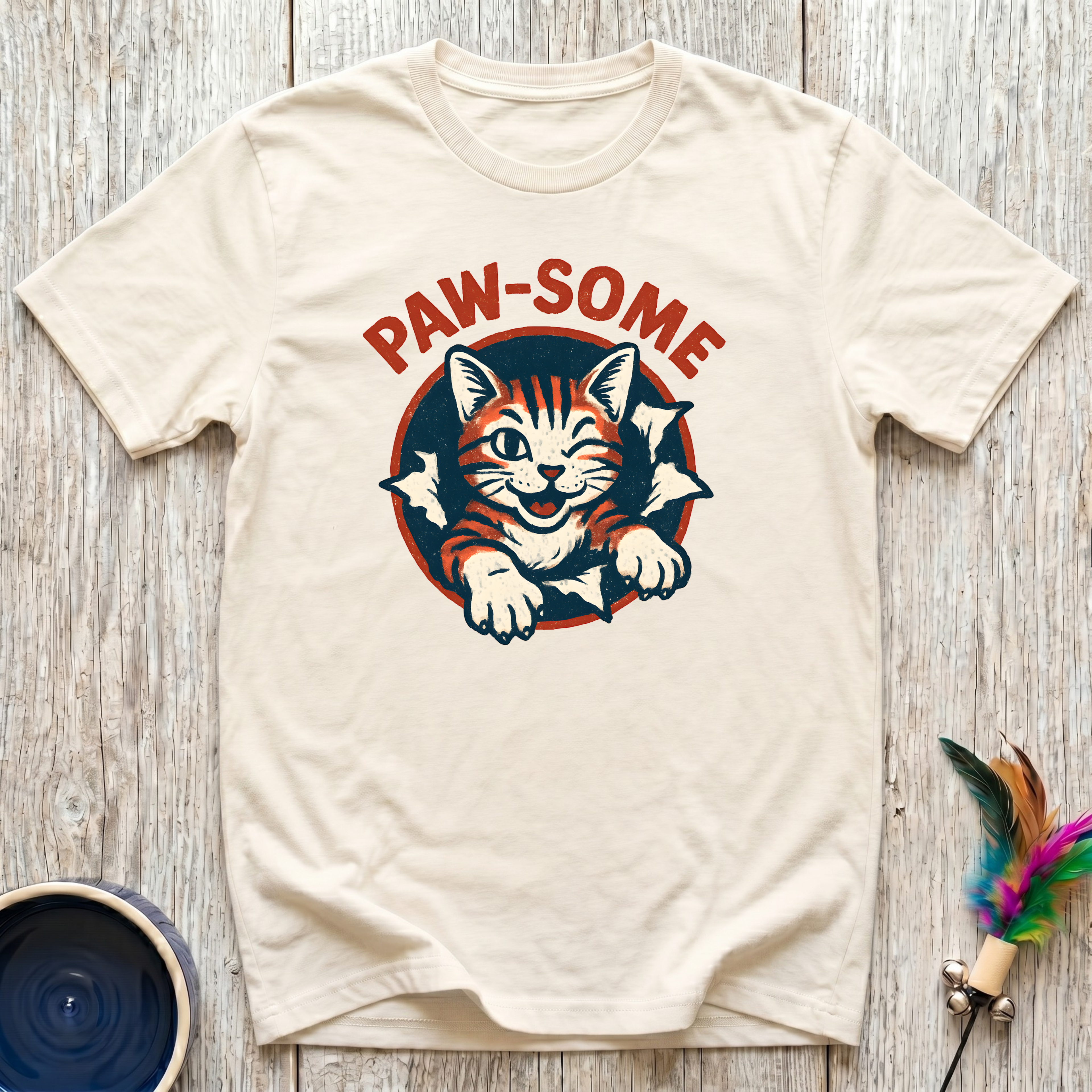 Paw-Some T-Shirt | Funny Bold Cat Lover Tee | Cat Mom Dad Retro Gift