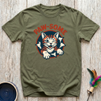 Paw-Some T-Shirt | Funny Bold Cat Lover Tee | Cat Mom Dad Retro Gift