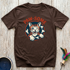 Paw-Some T-Shirt | Funny Bold Cat Lover Tee | Cat Mom Dad Retro Gift