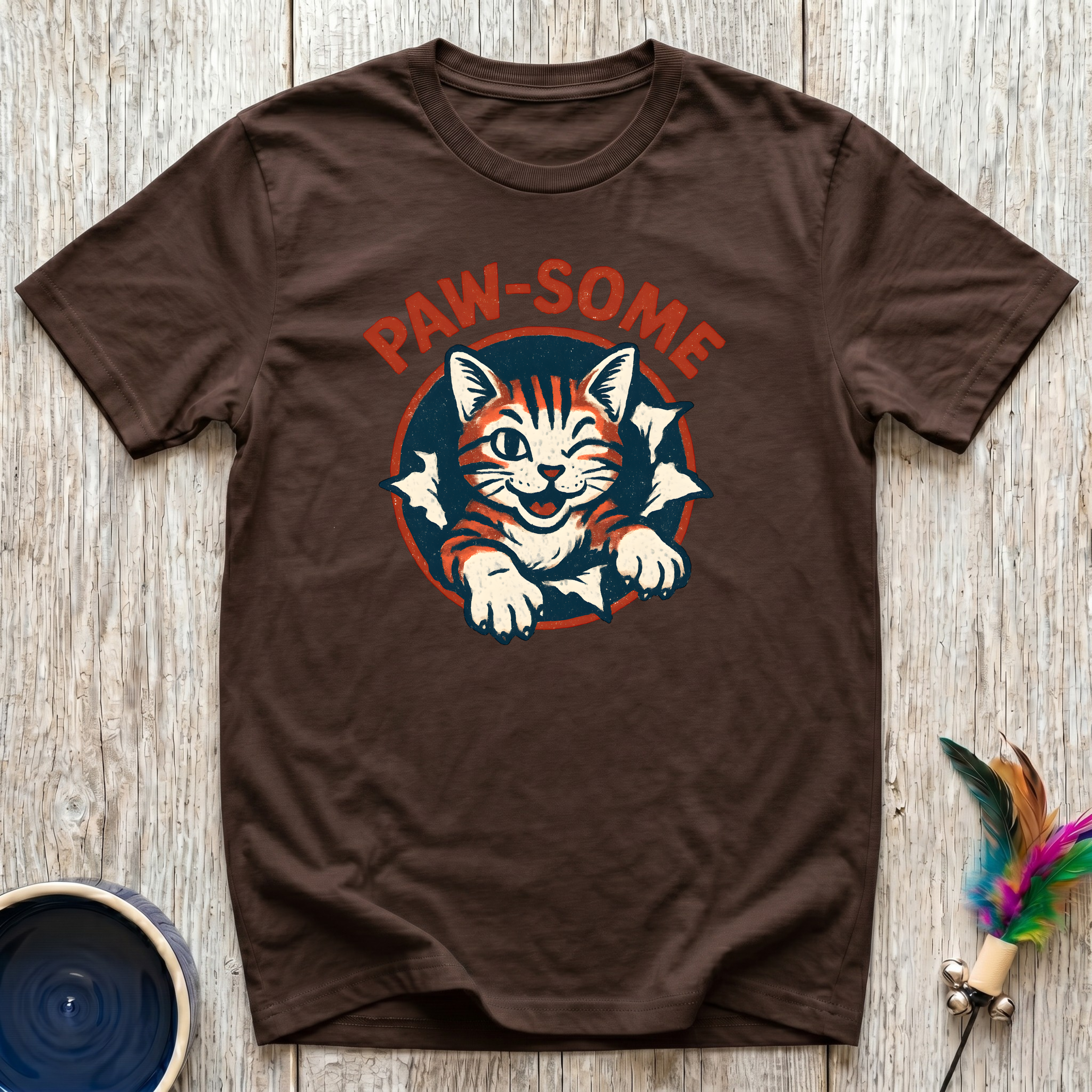 Paw-Some T-Shirt | Funny Bold Cat Lover Tee | Cat Mom Dad Retro Gift