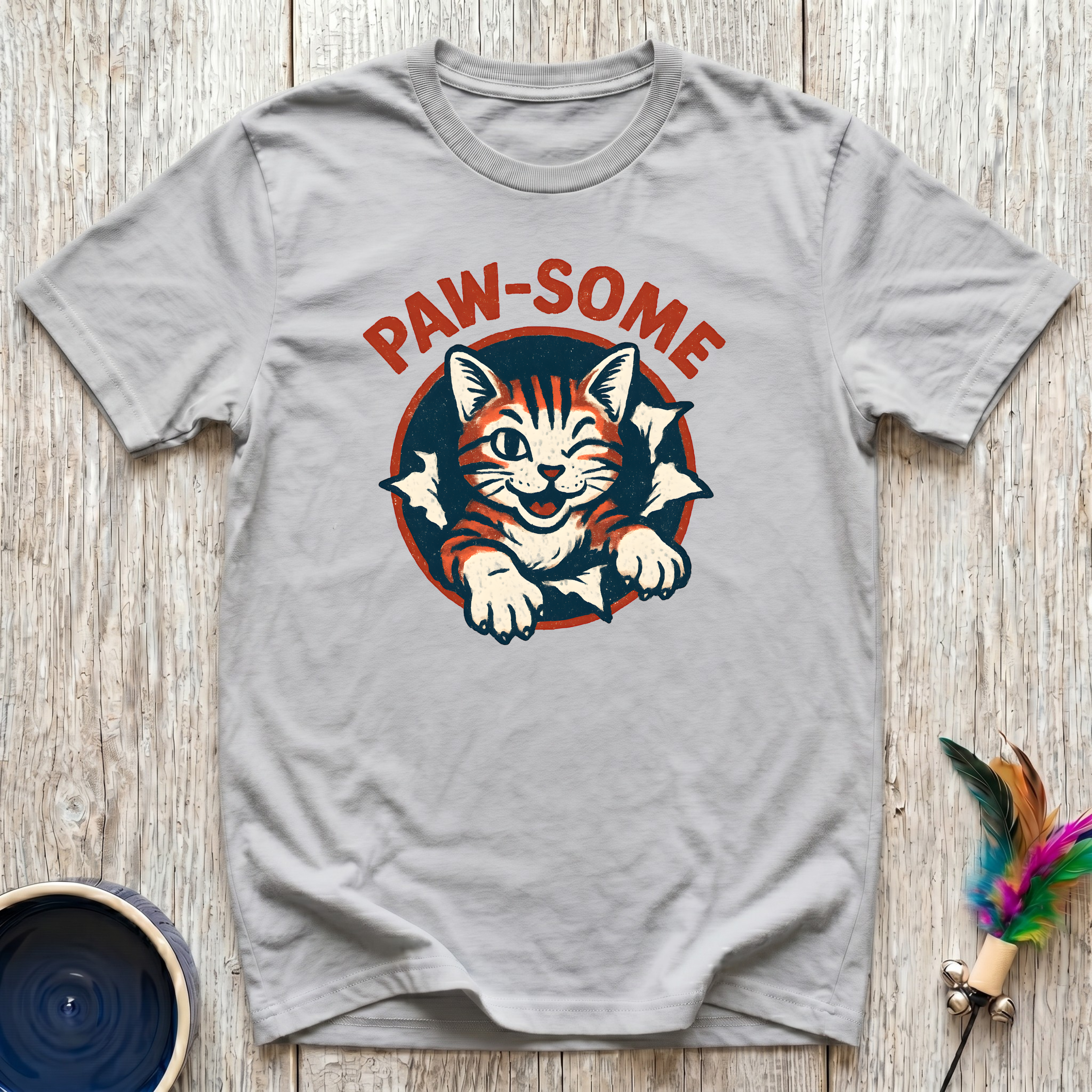 Paw-Some T-Shirt | Funny Bold Cat Lover Tee | Cat Mom Dad Retro Gift