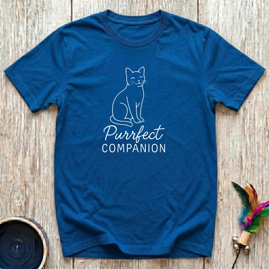 Purrfect Companion T-Shirt | Elegant Cat Lover Tee | Minimalist Cat Mom Gift