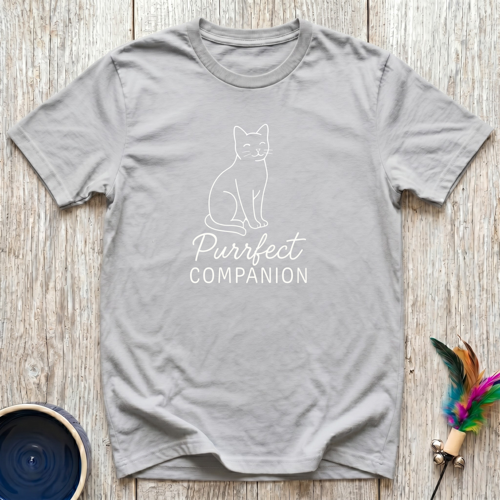 Purrfect Companion T-Shirt | Elegant Cat Lover Tee | Minimalist Cat Mom Gift
