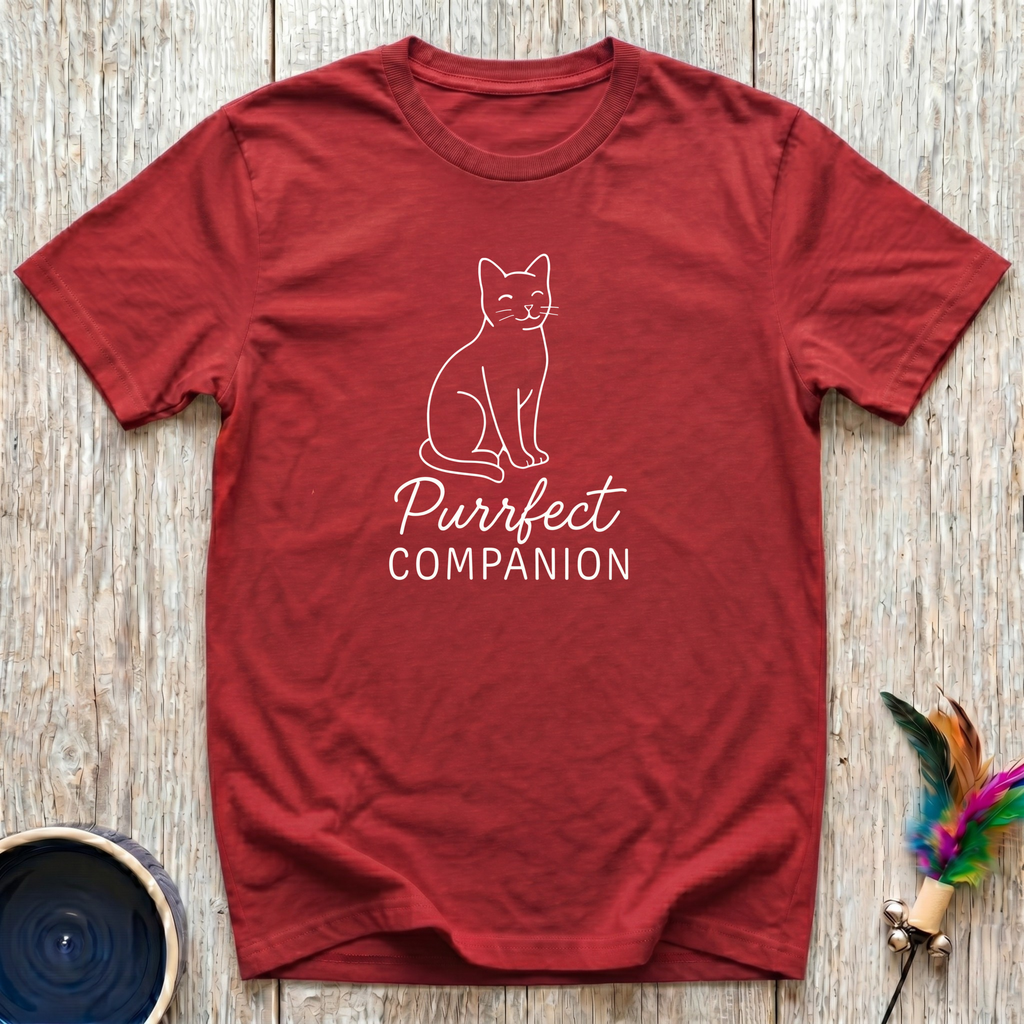 Purrfect Companion T-Shirt | Elegant Cat Lover Tee | Minimalist Cat Mom Gift