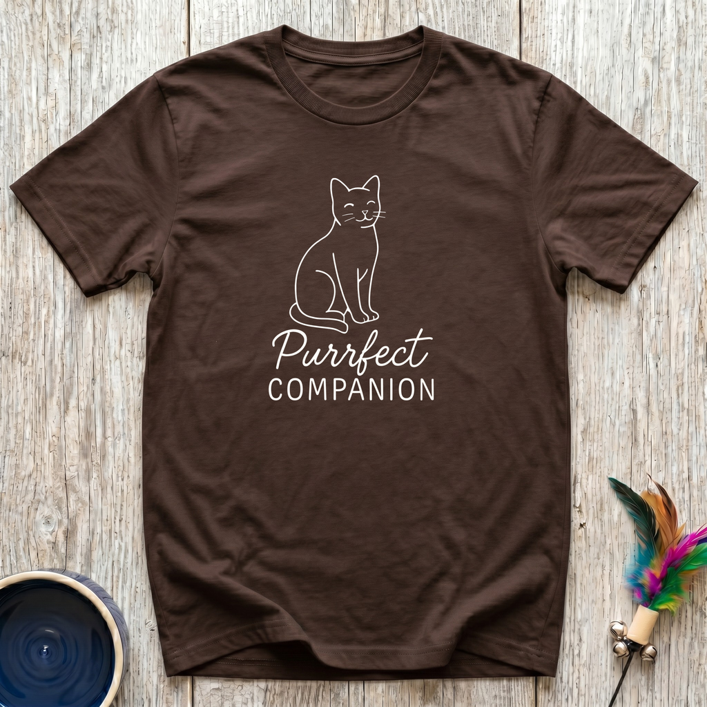 Purrfect Companion T-Shirt | Elegant Cat Lover Tee | Minimalist Cat Mom Gift