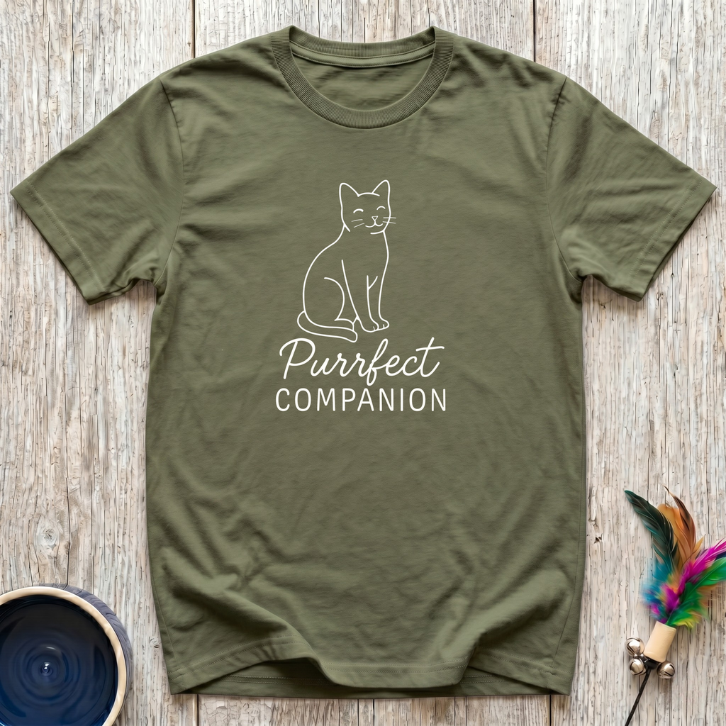 Purrfect Companion T-Shirt | Elegant Cat Lover Tee | Minimalist Cat Mom Gift