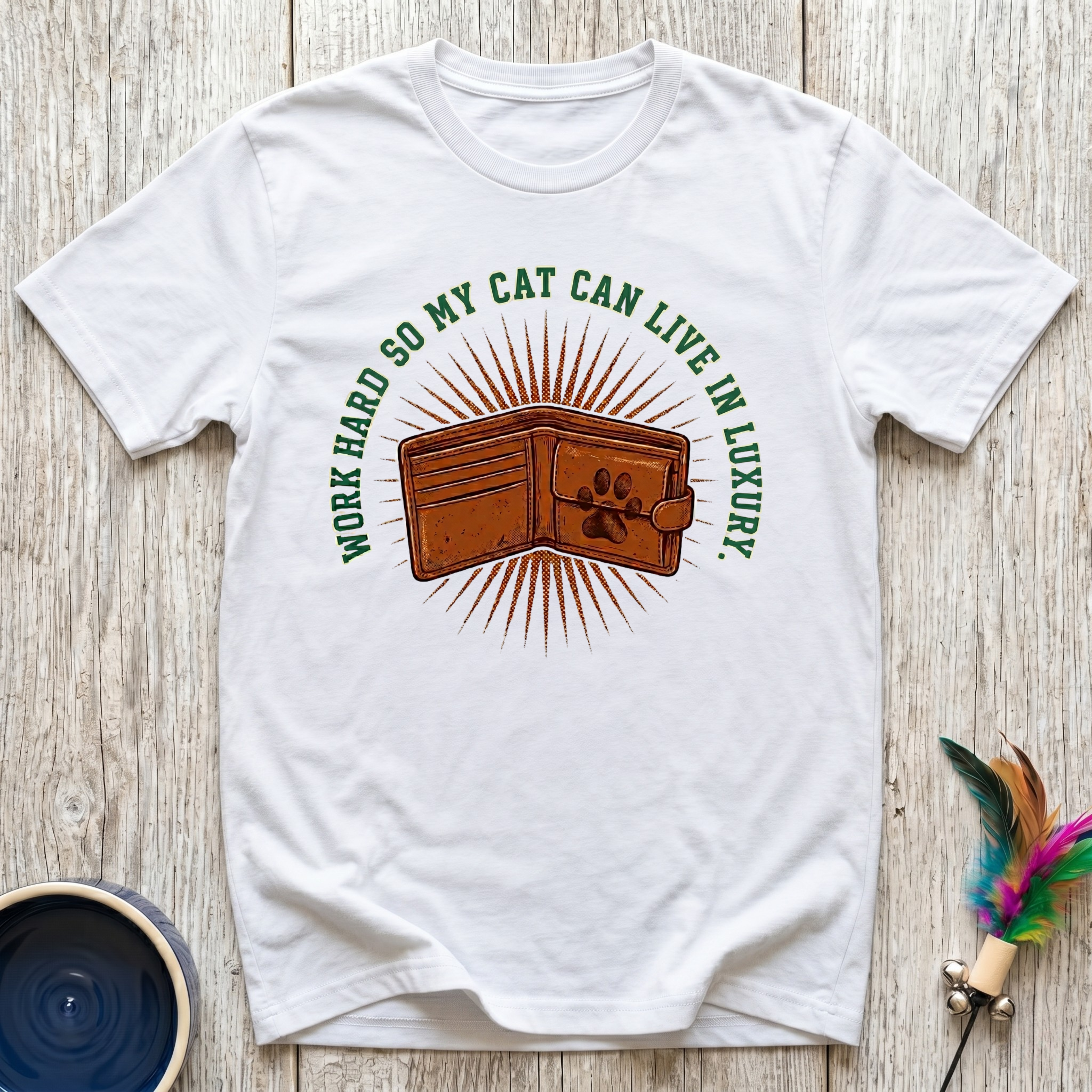 Work Hard So My Cat Can Live In Luxury T-Shirt | Funny Cat Mom Tee | Cat Lover Gift