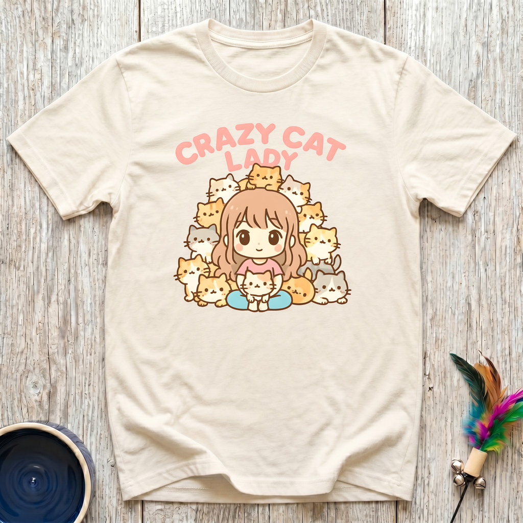 Crazy Cat Lady T-Shirt | Funny Cat Mom Kawaii Tee | Cat Lover Gift