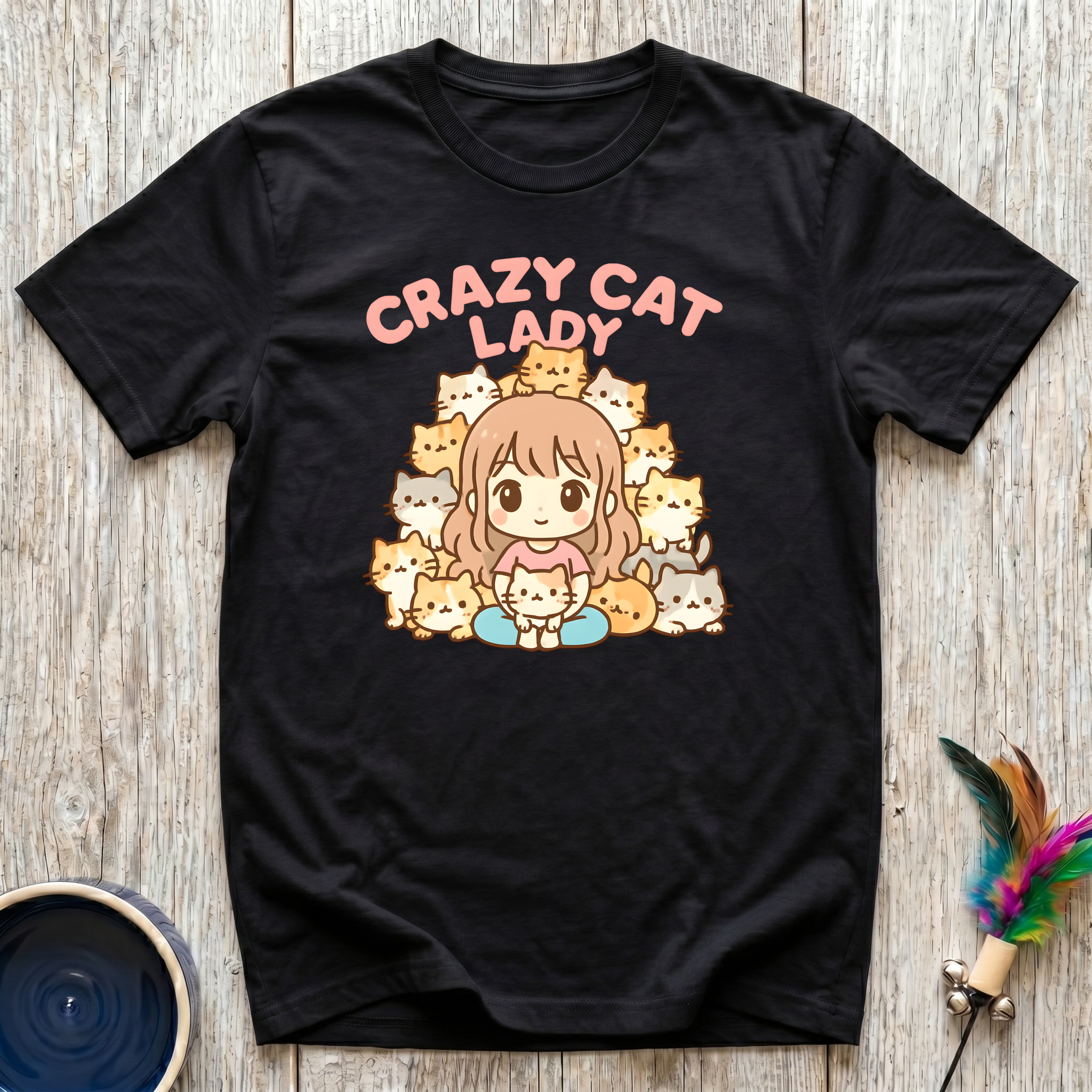 Crazy Cat Lady T-Shirt | Funny Cat Mom Kawaii Tee | Cat Lover Gift