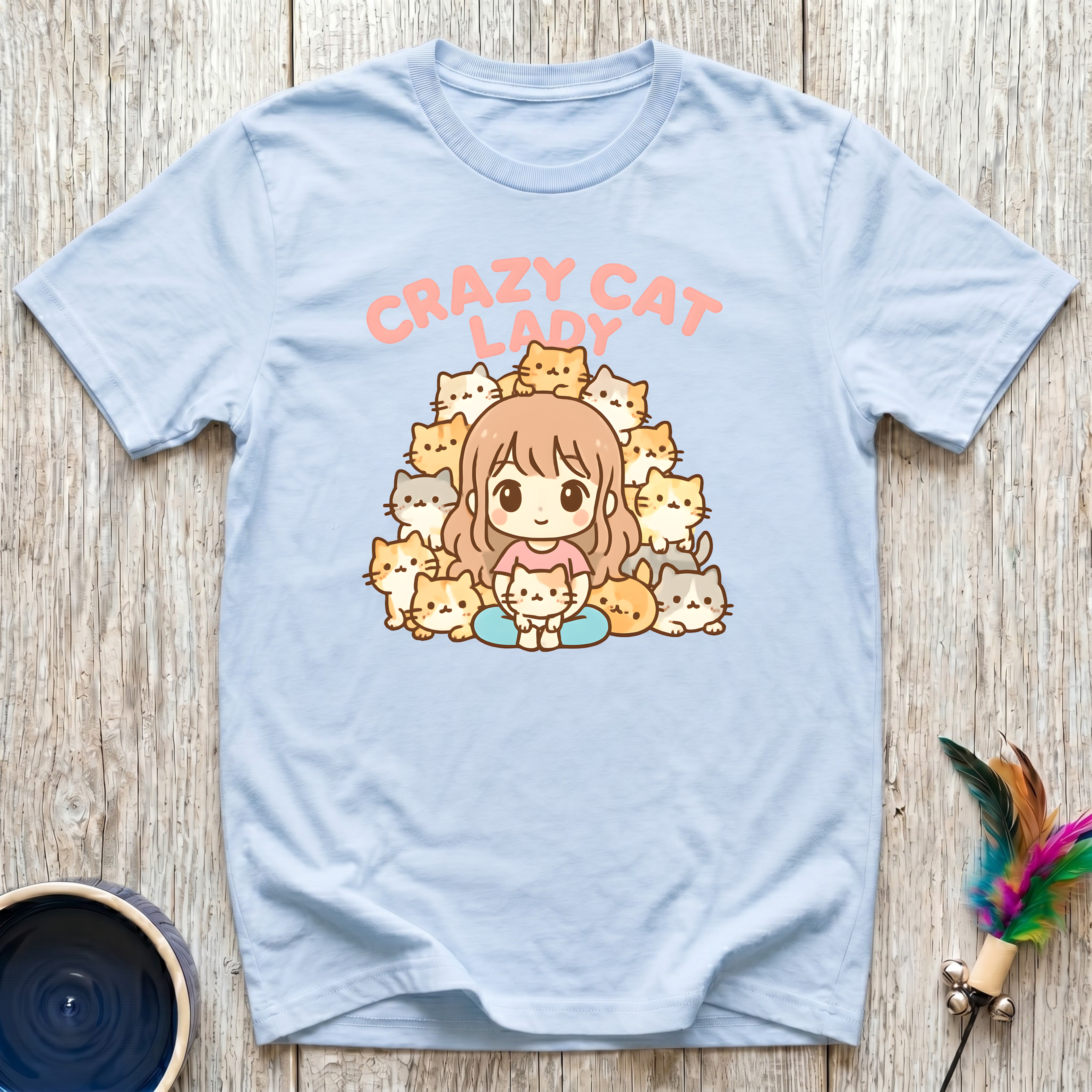 Crazy Cat Lady T-Shirt | Funny Cat Mom Kawaii Tee | Cat Lover Gift