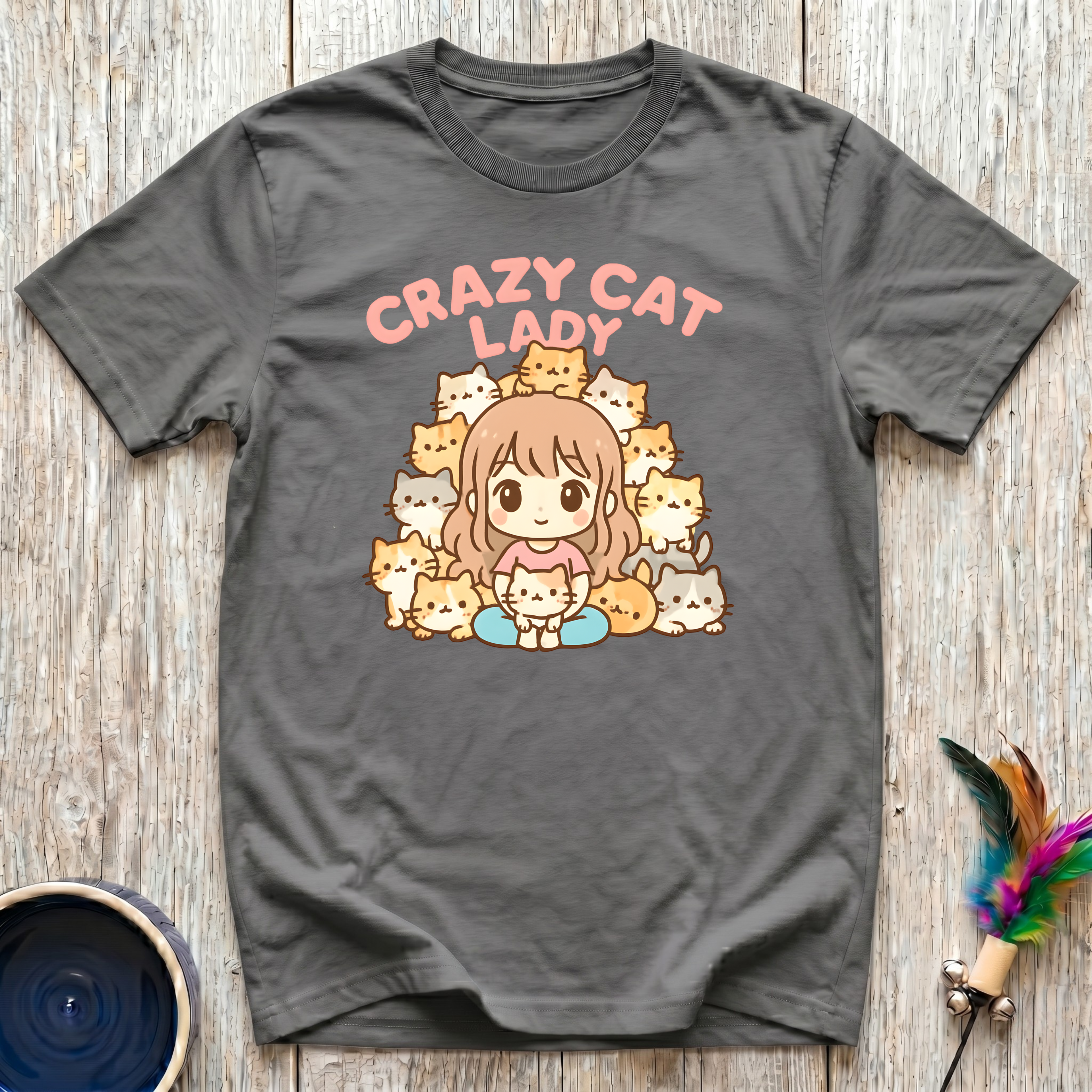 Crazy Cat Lady T-Shirt | Funny Cat Mom Kawaii Tee | Cat Lover Gift