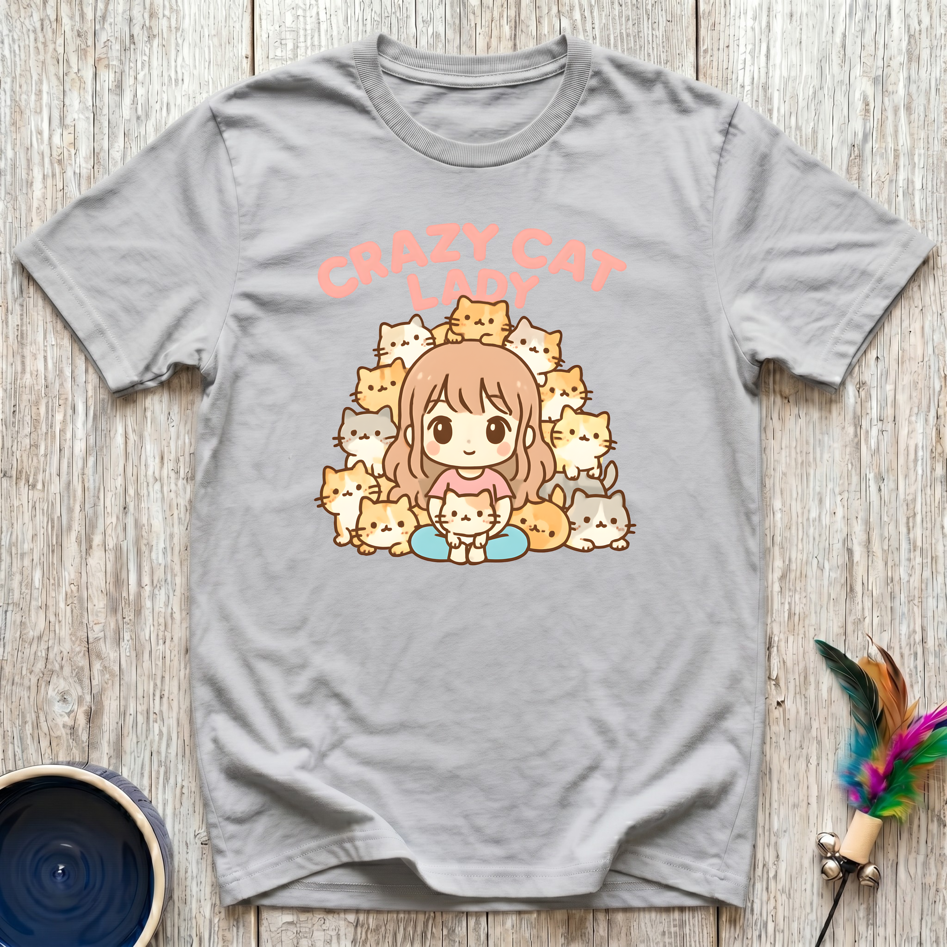 Crazy Cat Lady T-Shirt | Funny Cat Mom Kawaii Tee | Cat Lover Gift