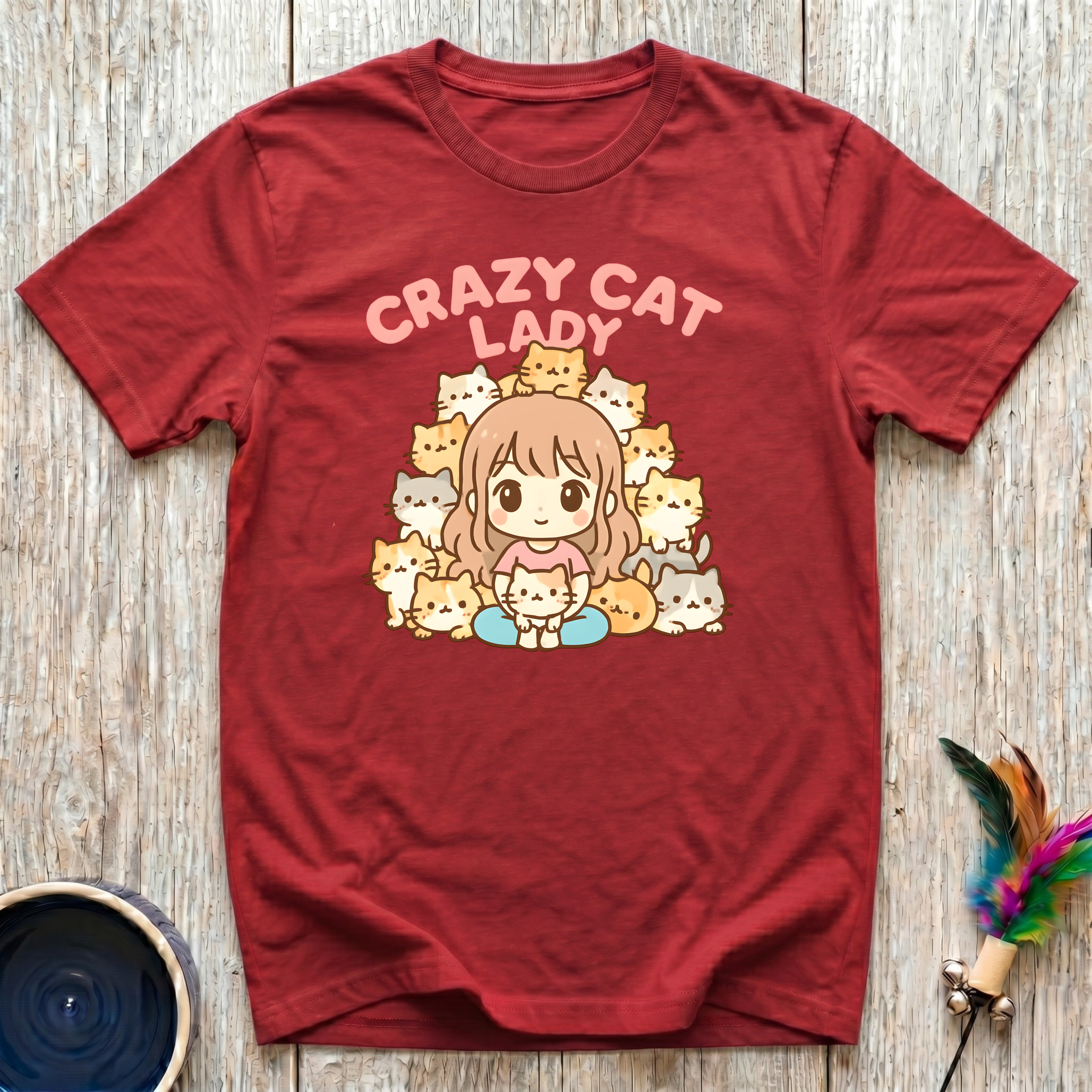 Crazy Cat Lady T-Shirt | Funny Cat Mom Kawaii Tee | Cat Lover Gift