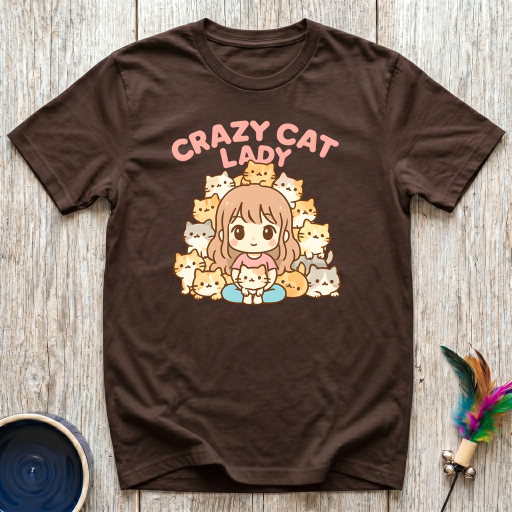 Crazy Cat Lady T-Shirt | Funny Cat Mom Kawaii Tee | Cat Lover Gift