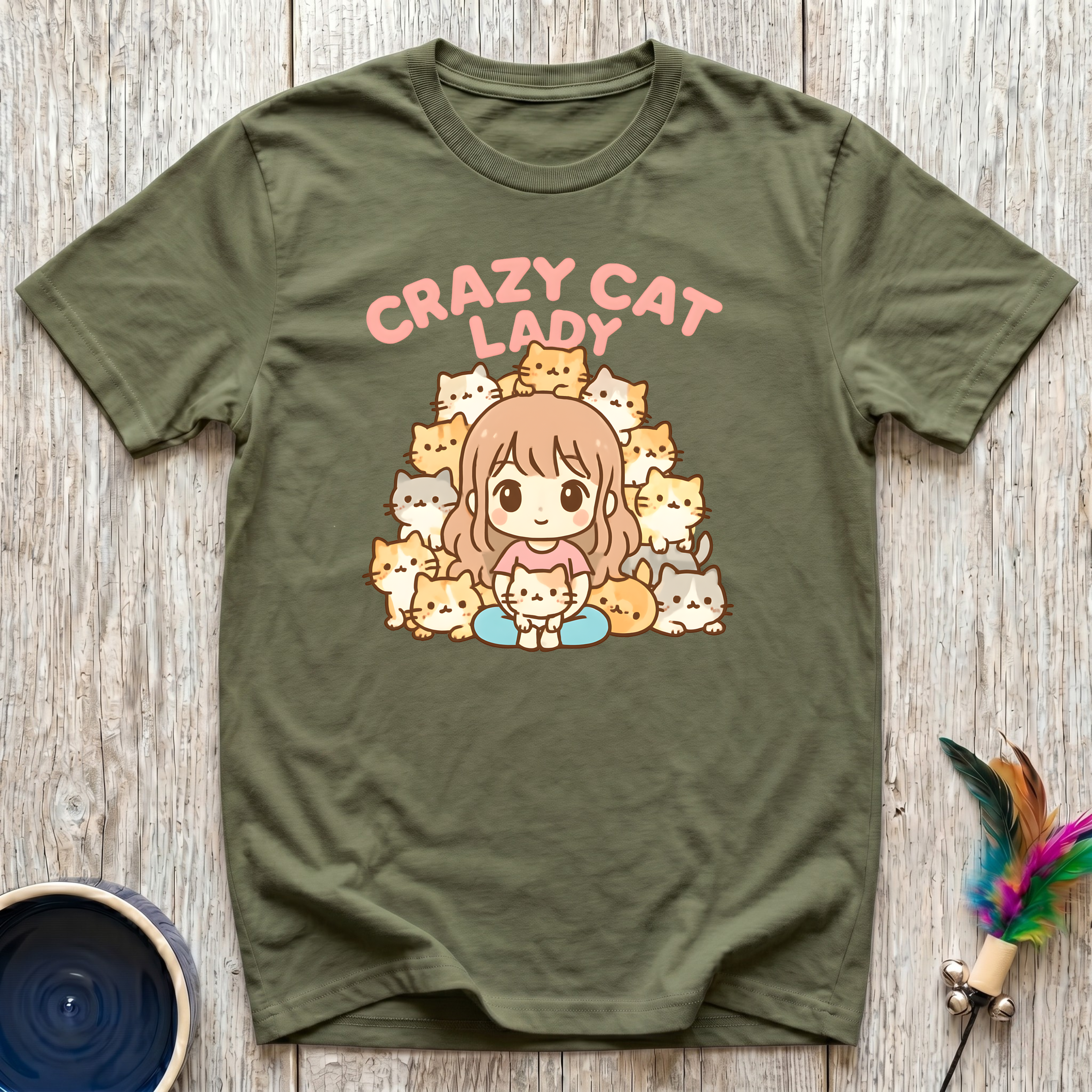 Crazy Cat Lady T-Shirt | Funny Cat Mom Kawaii Tee | Cat Lover Gift