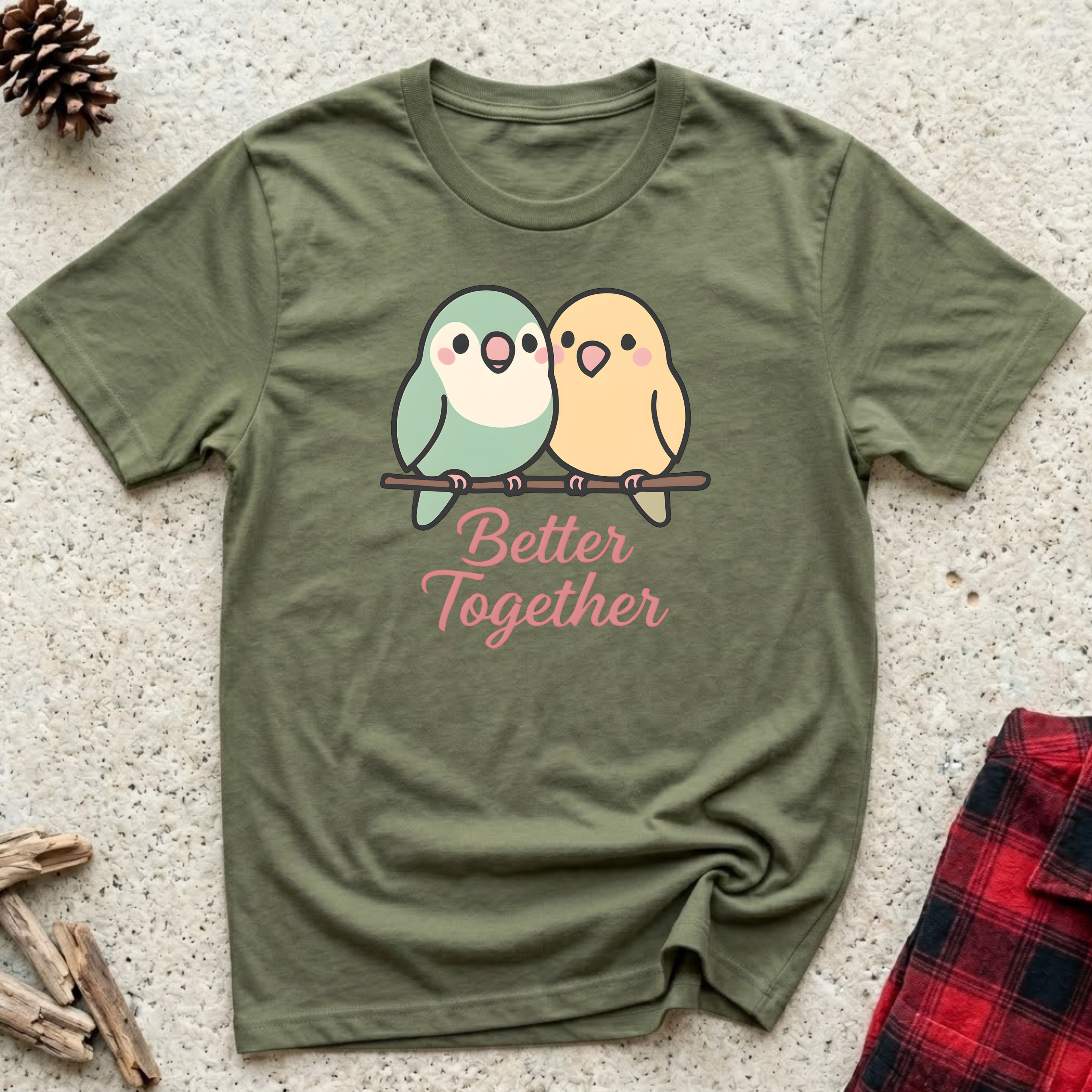 Better Together T-Shirt | Cute Lovebird Parakeet Tee | Bird Lover Couple Gift