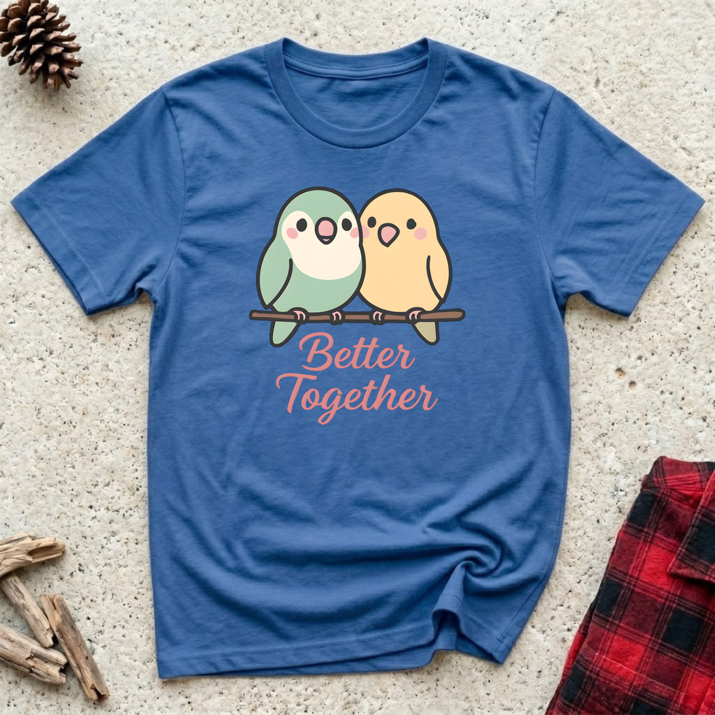 Better Together T-Shirt | Cute Lovebird Parakeet Tee | Bird Lover Couple Gift