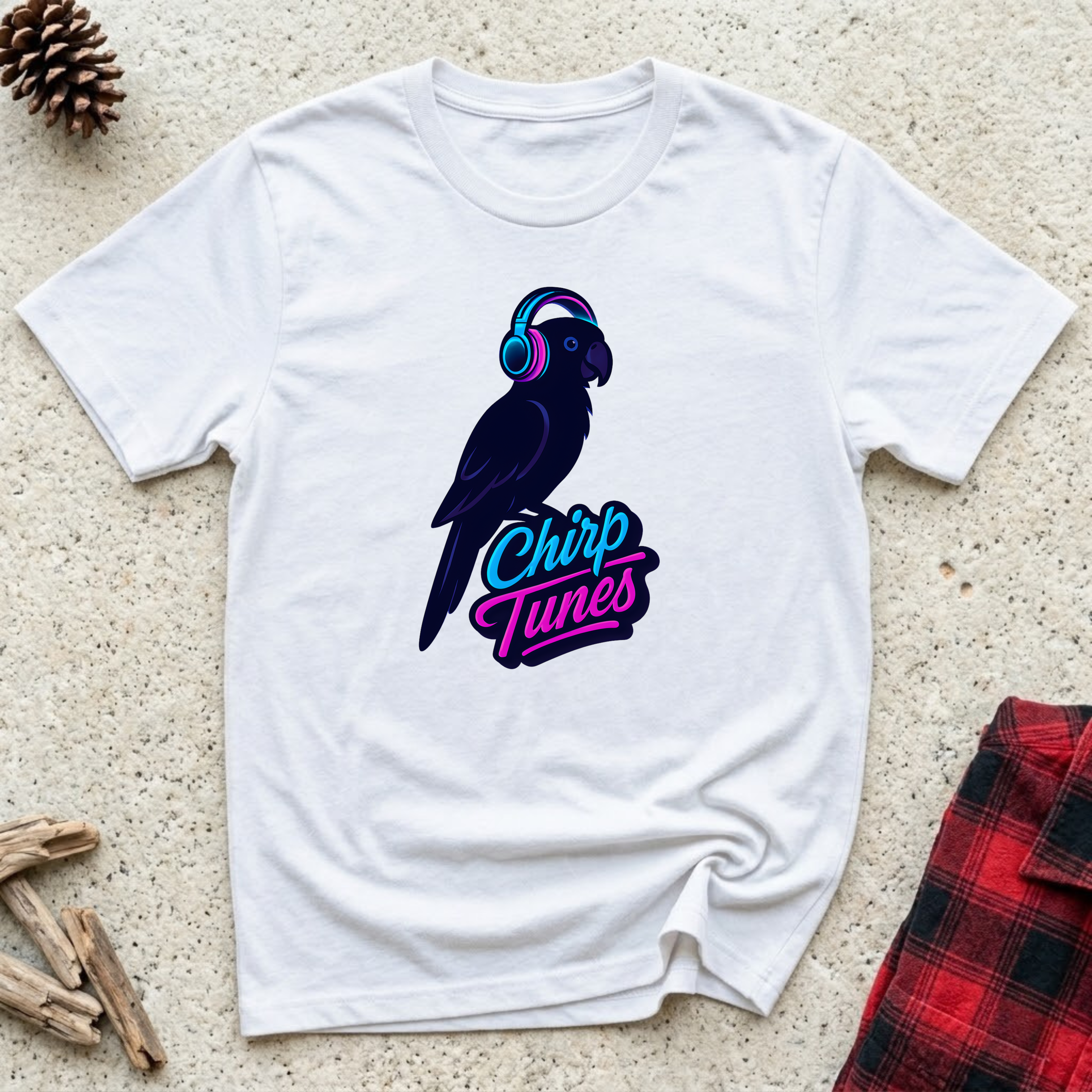 Chirp Tunes T-Shirt | Funny Parrot Music Lover Tee | Cool Bird Owner Gift
