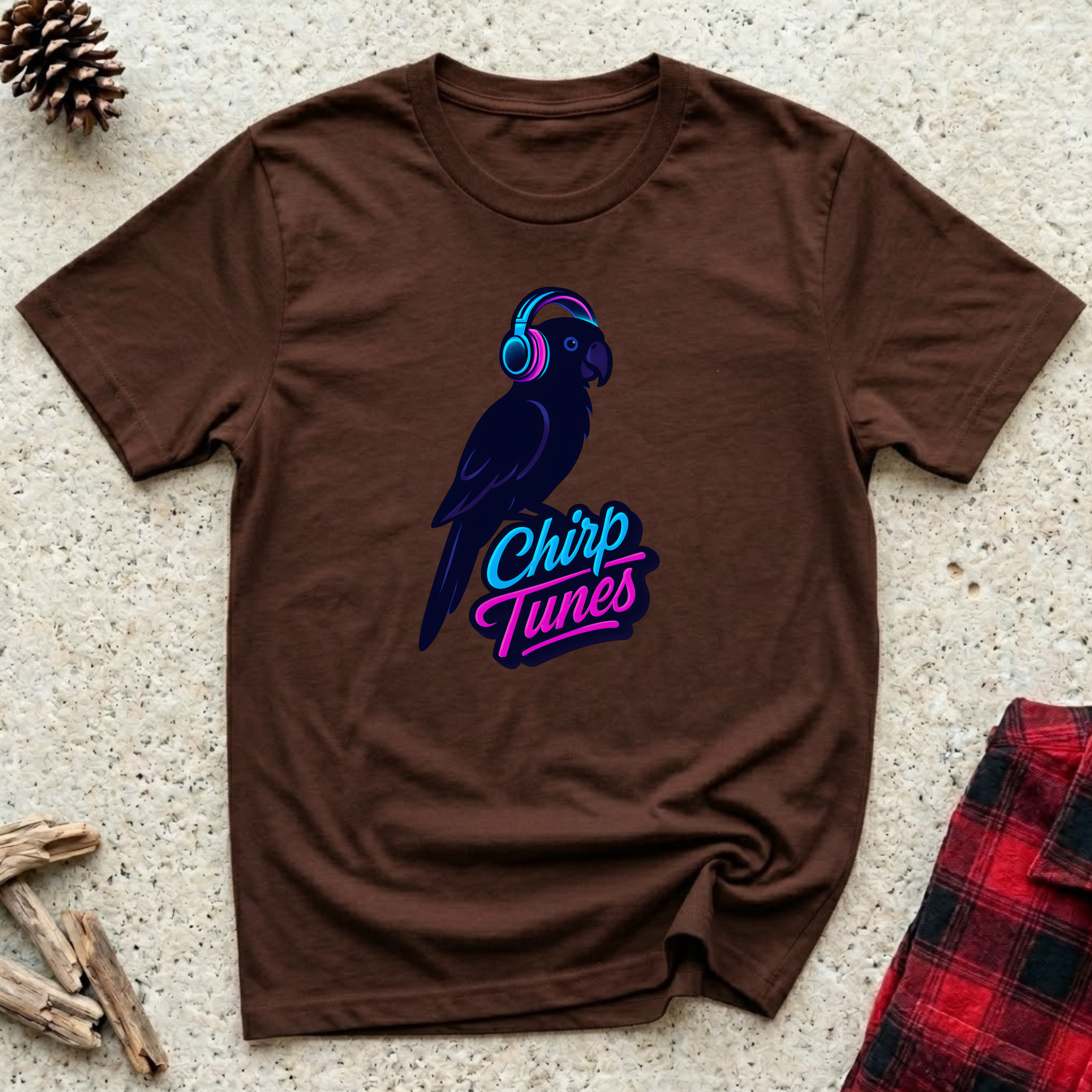Chirp Tunes T-Shirt | Funny Parrot Music Lover Tee | Cool Bird Owner Gift