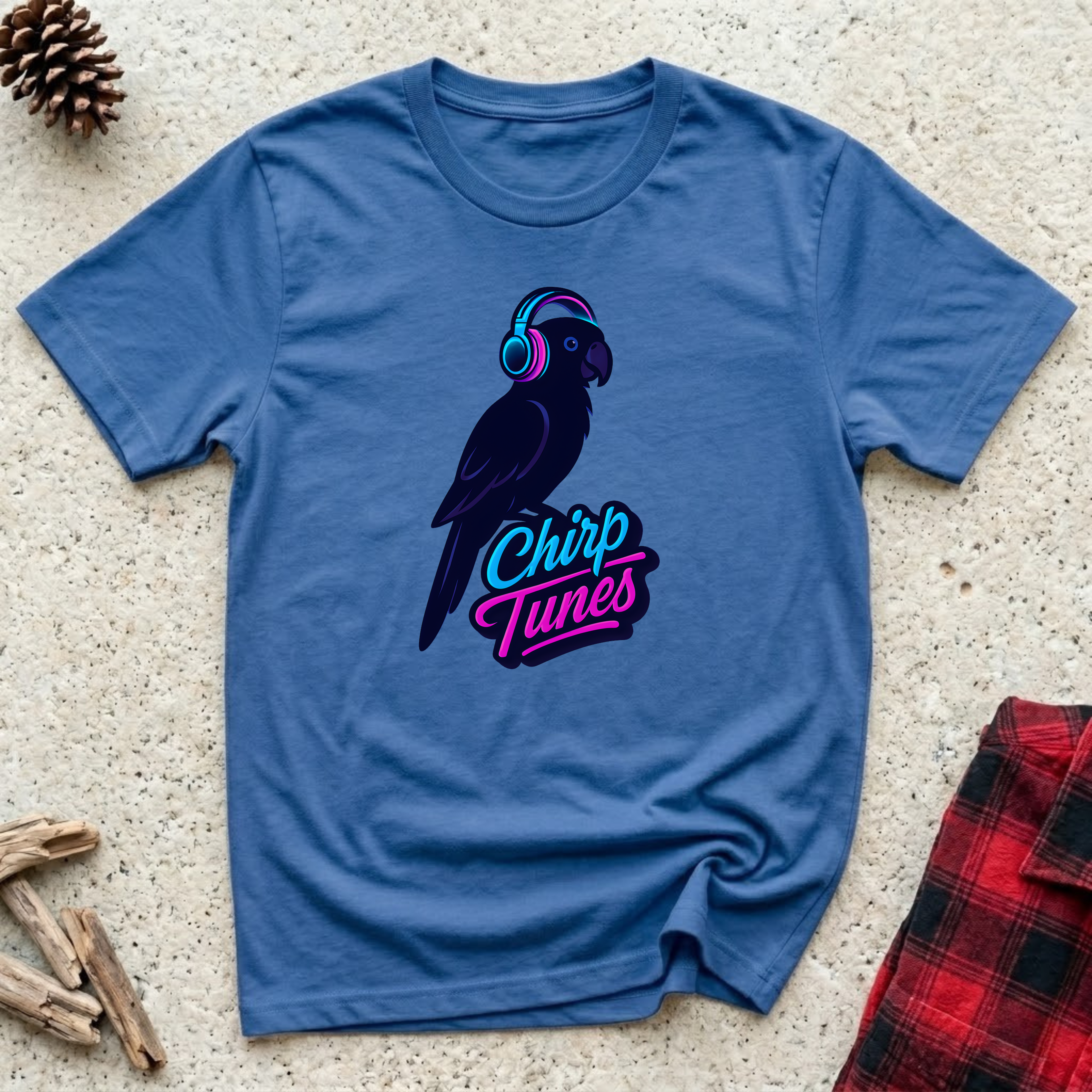 Chirp Tunes T-Shirt | Funny Parrot Music Lover Tee | Cool Bird Owner Gift