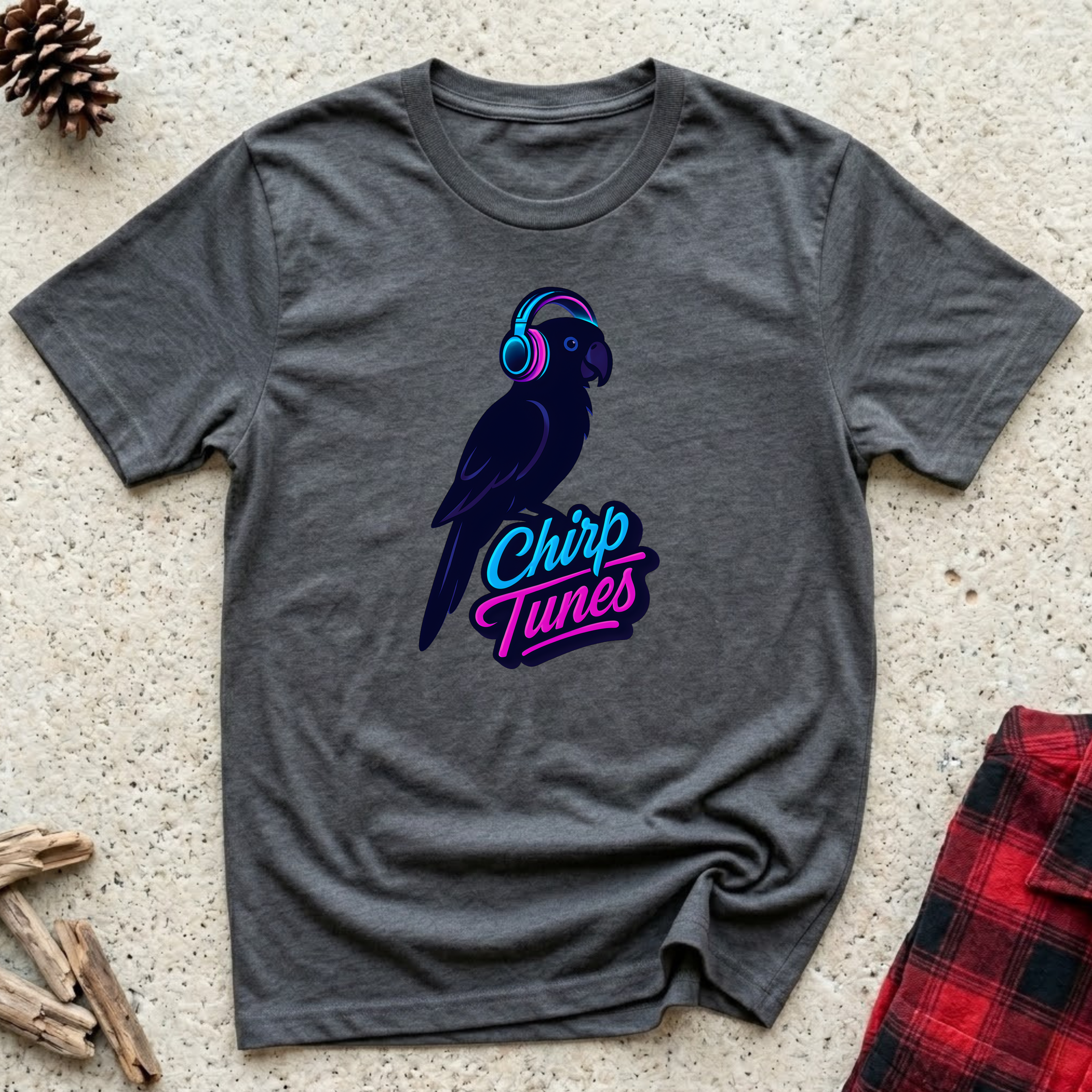 Chirp Tunes T-Shirt | Funny Parrot Music Lover Tee | Cool Bird Owner Gift