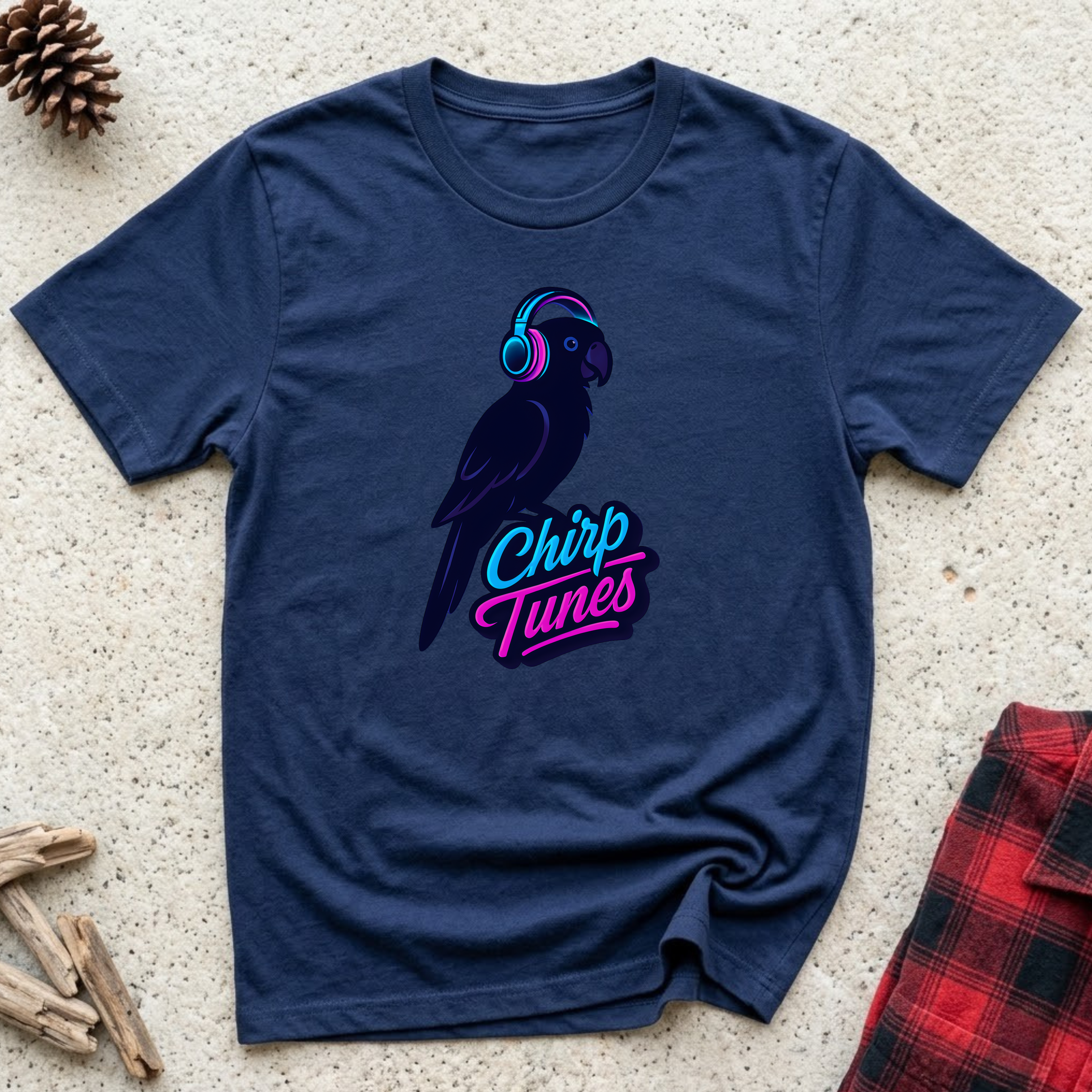 Chirp Tunes T-Shirt | Funny Parrot Music Lover Tee | Cool Bird Owner Gift