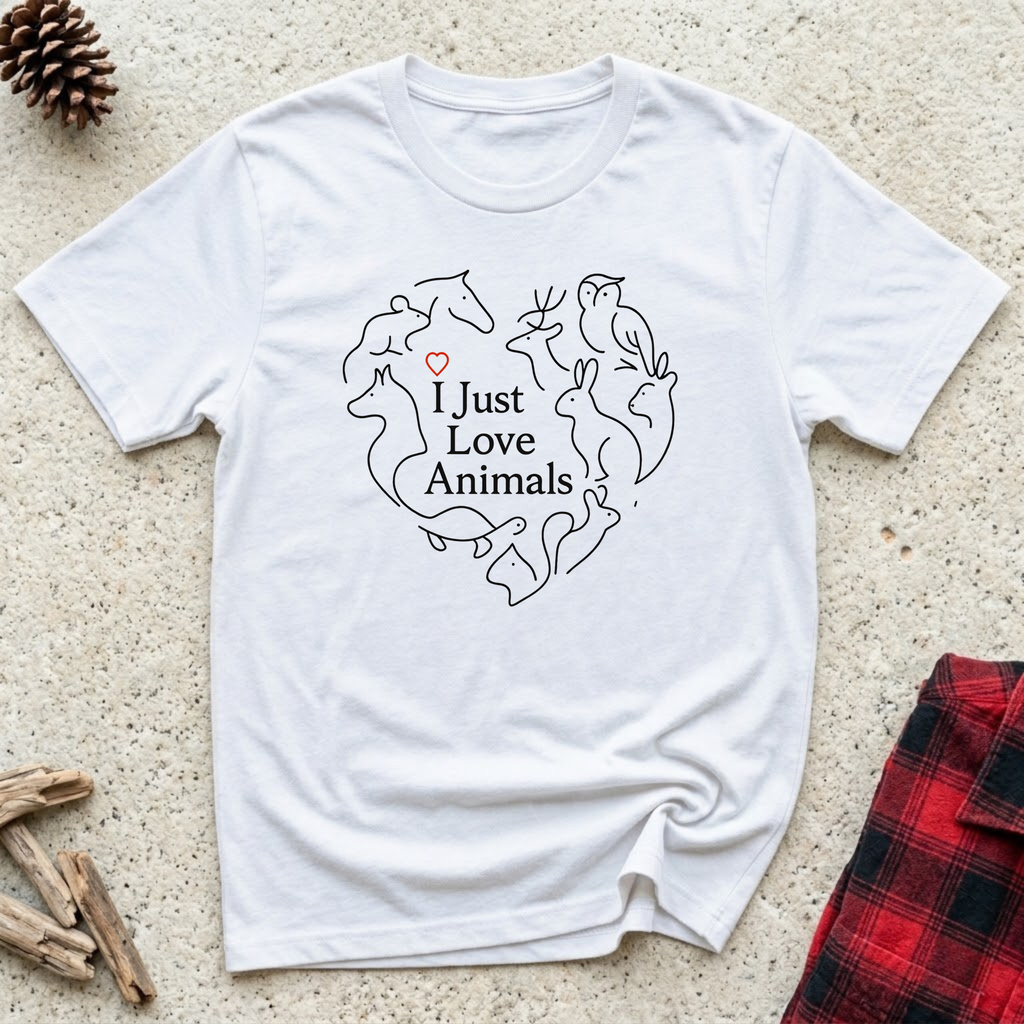 I Just Love Animals T-Shirt | Animal Lover Tee | Wildlife & Pet Lover Gift