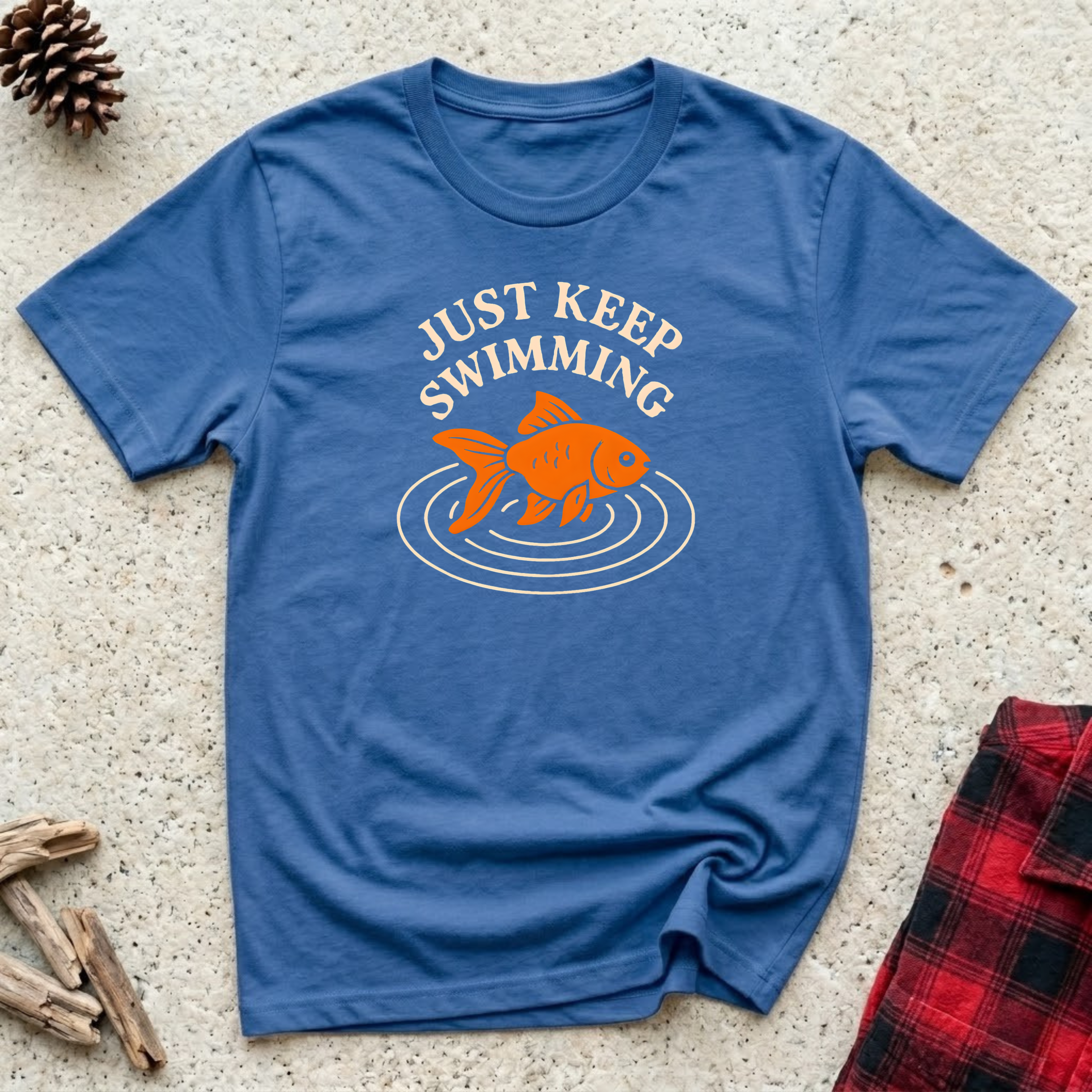 Just Keep Swimming T-Shirt | Vintage Goldfish Tee | Fish Lover Aquarium Gift