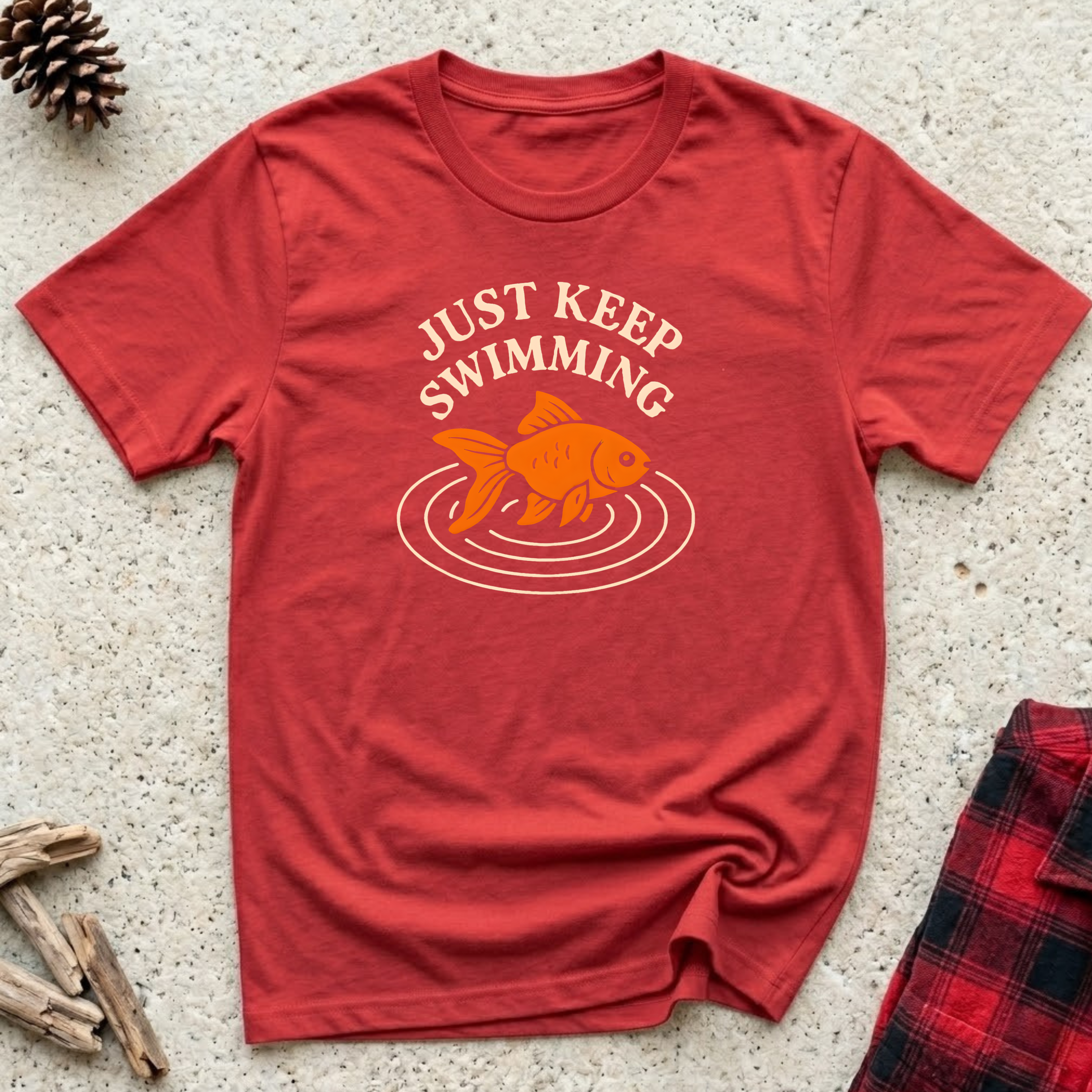 Just Keep Swimming T-Shirt | Vintage Goldfish Tee | Fish Lover Aquarium Gift