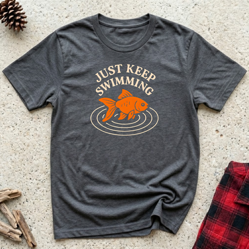 Just Keep Swimming T-Shirt | Vintage Goldfish Tee | Fish Lover Aquarium Gift