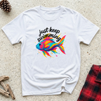 Just Keep Swimming T-Shirt | Funny Fish Lover Tee | Aquarium Owner Gift