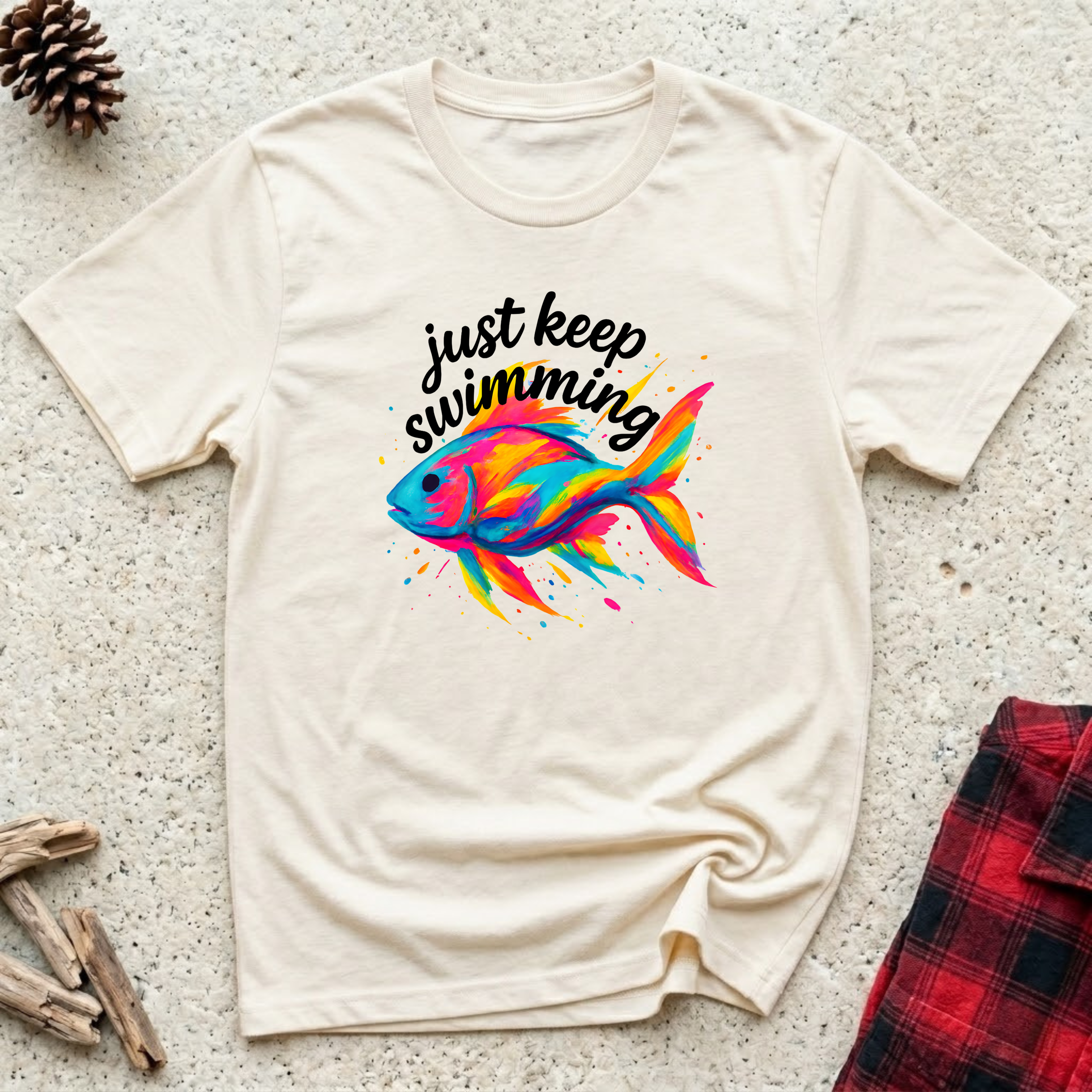 Just Keep Swimming T-Shirt | Funny Fish Lover Tee | Aquarium Owner Gift