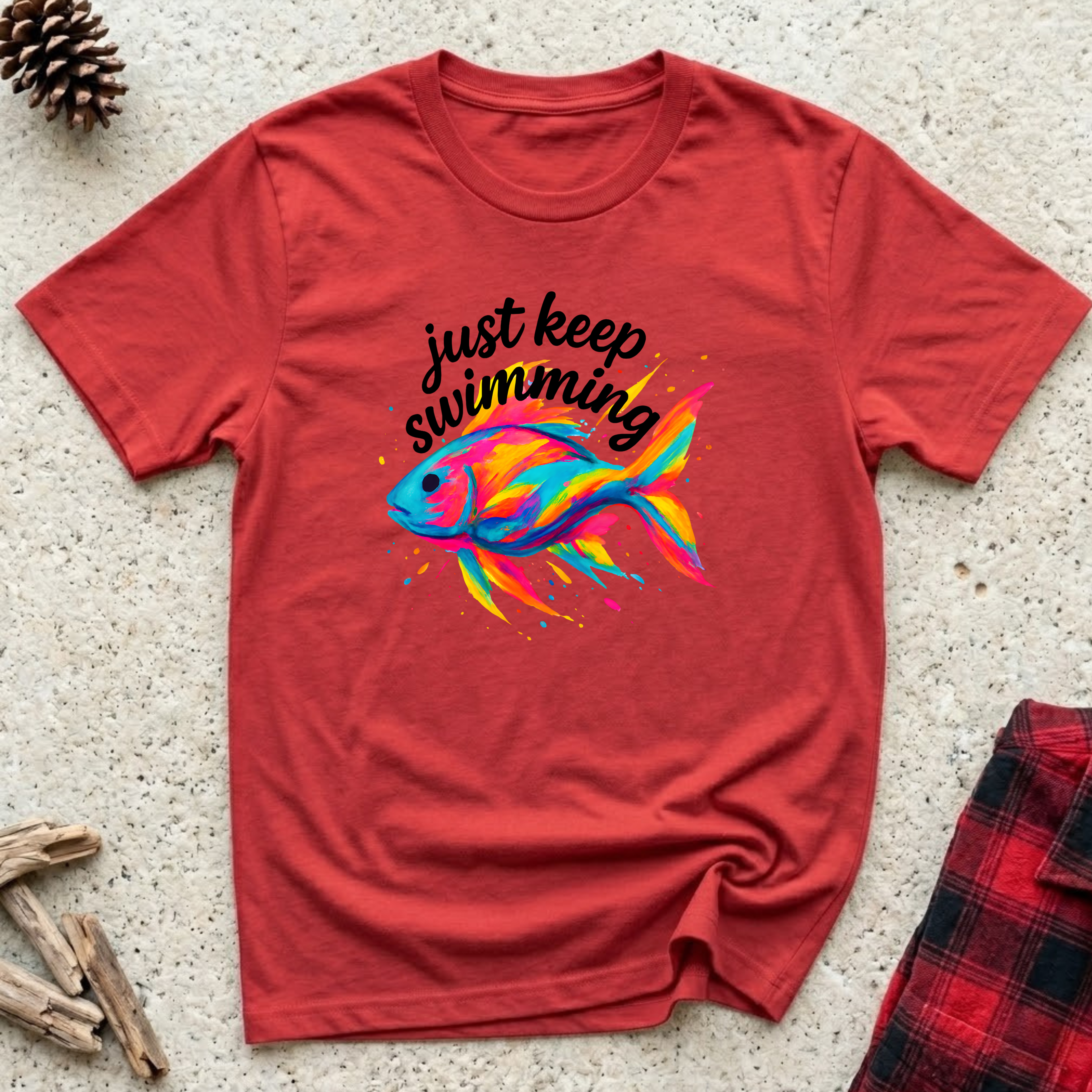 Just Keep Swimming T-Shirt | Funny Fish Lover Tee | Aquarium Owner Gift